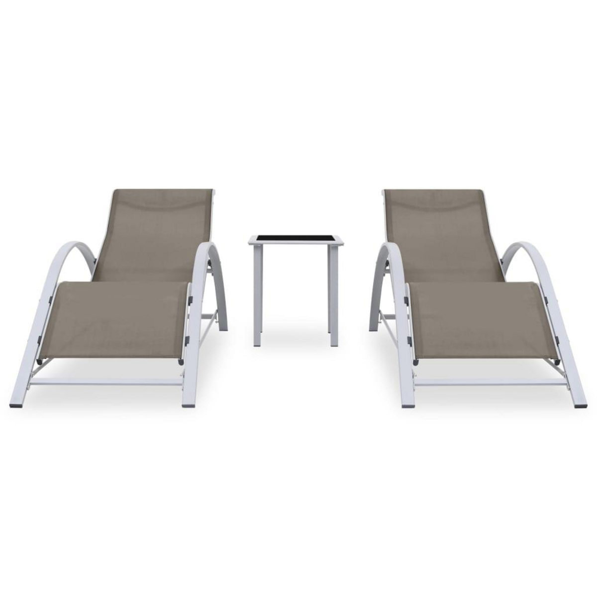 VIDAXL Chaises longues lot de 2 avec table Aluminium Taupe