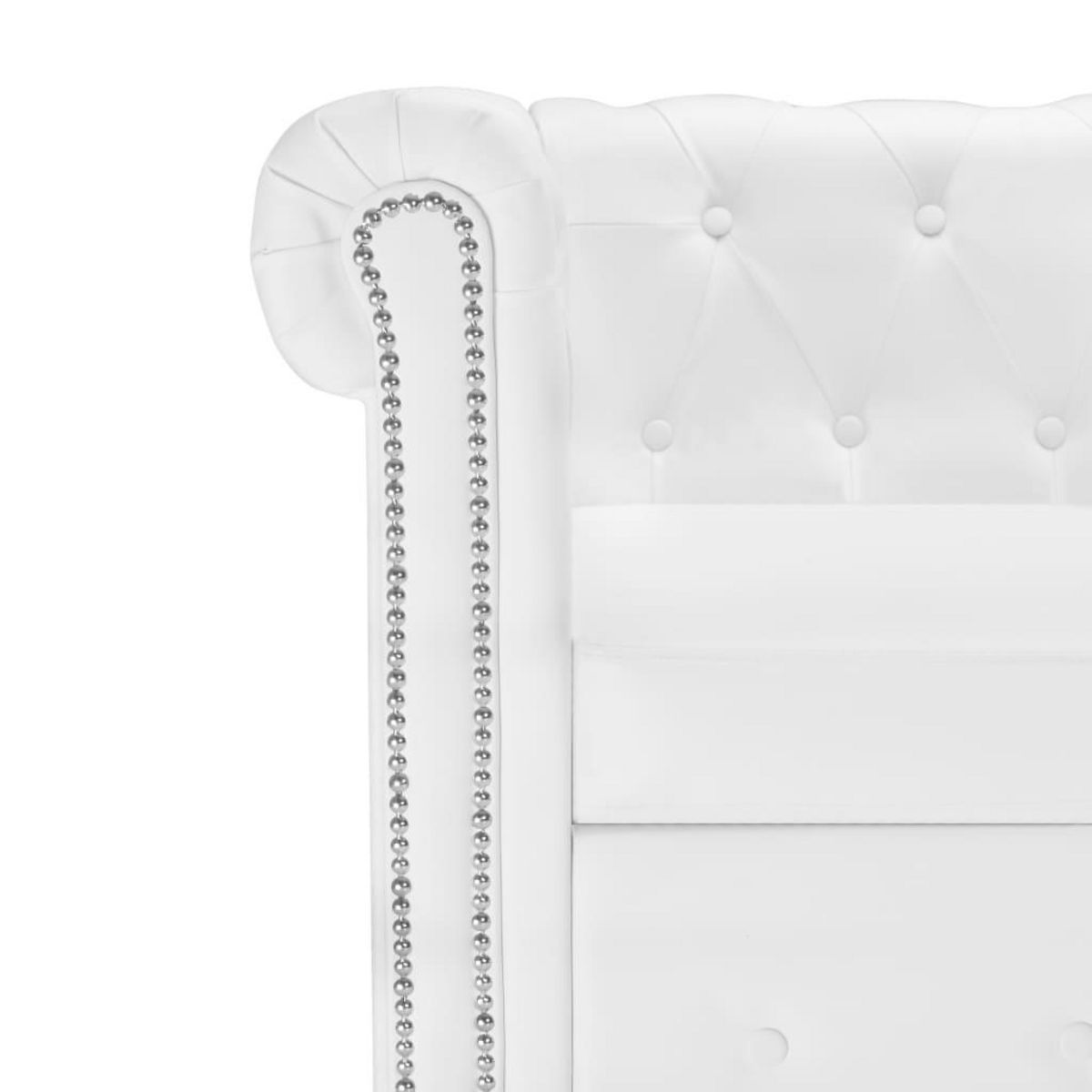VIDAXL Canape Chesterfield en forme de L cuir synthetique blanc
