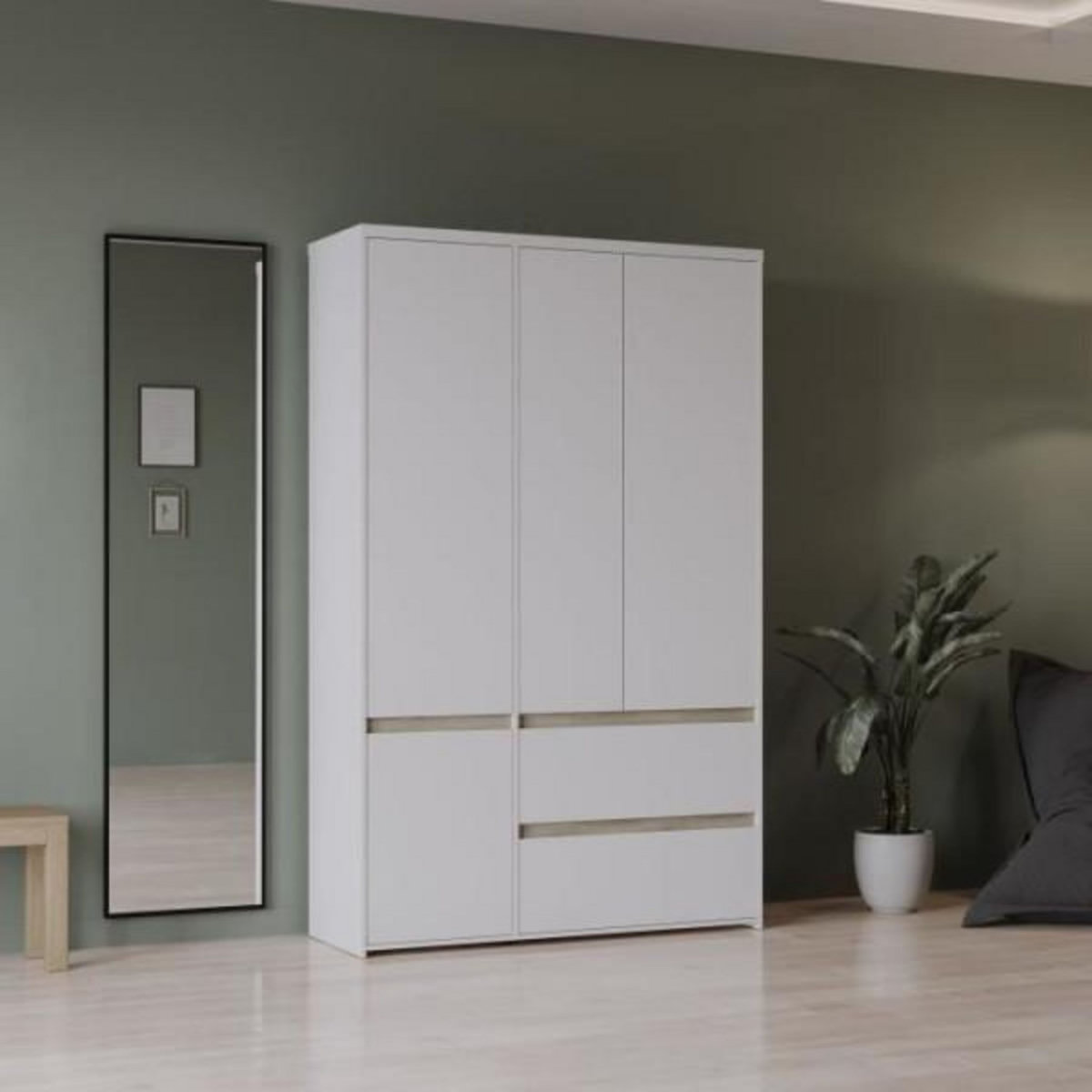 Demeyere Armoire de chambre - CLYDE - Chene Kronberg / Blanc - 4 portes - 138,2 x 50 x 220,5 cm