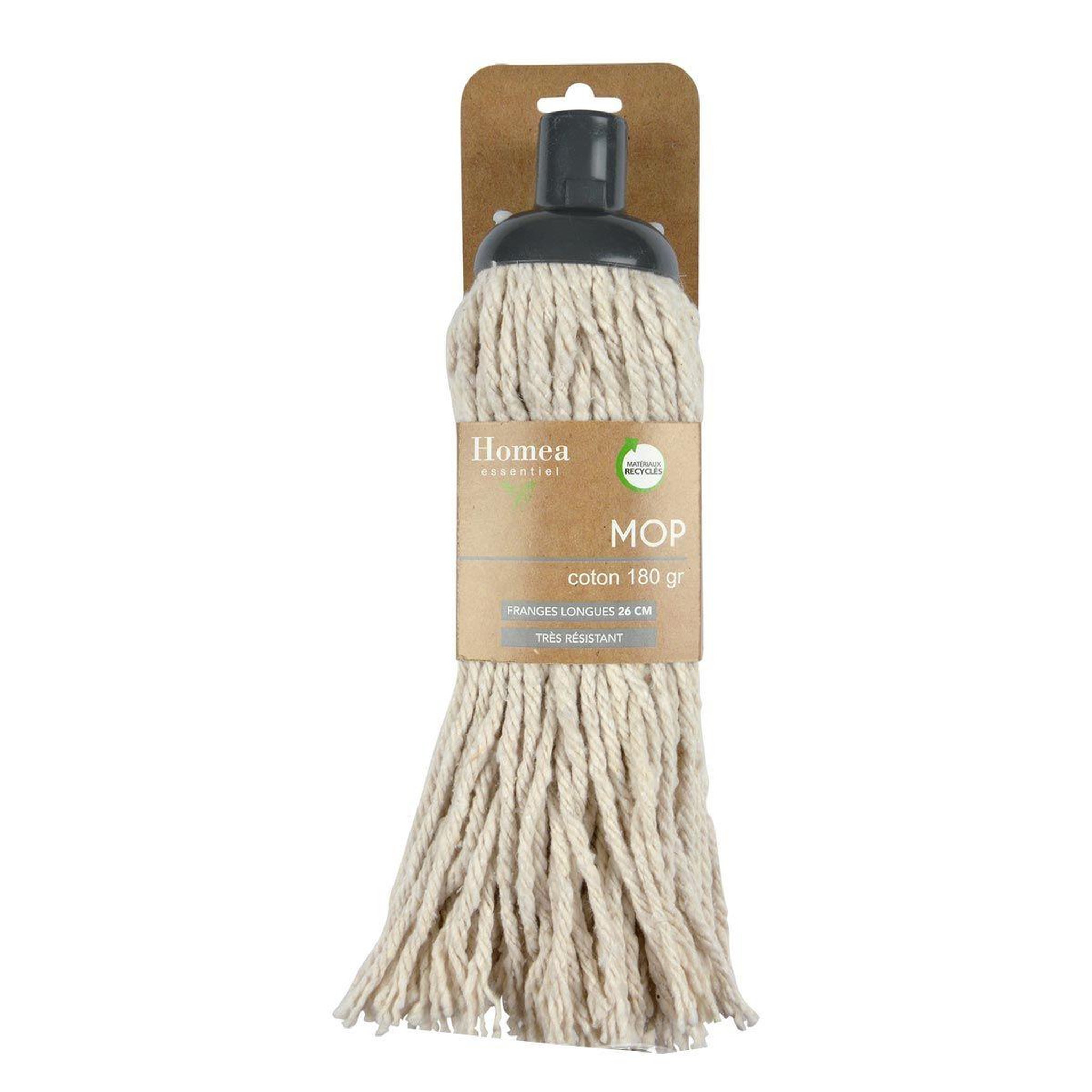 Voir la diapositive 2 : HOMEA Serpillière à franges longues  recyclé  26cm beige