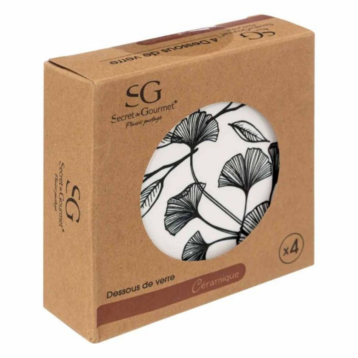 SECRET DE GOURMET Lot de 4 Dessous de Verre  White Floral  10cm Blanc