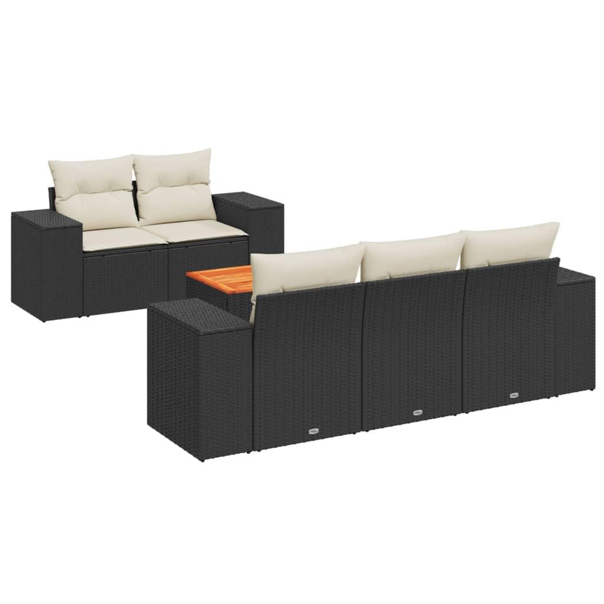 Voir la diapositive 2 : VIDAXL Salon de jardin 6 pcs avec coussins noir resine tressee