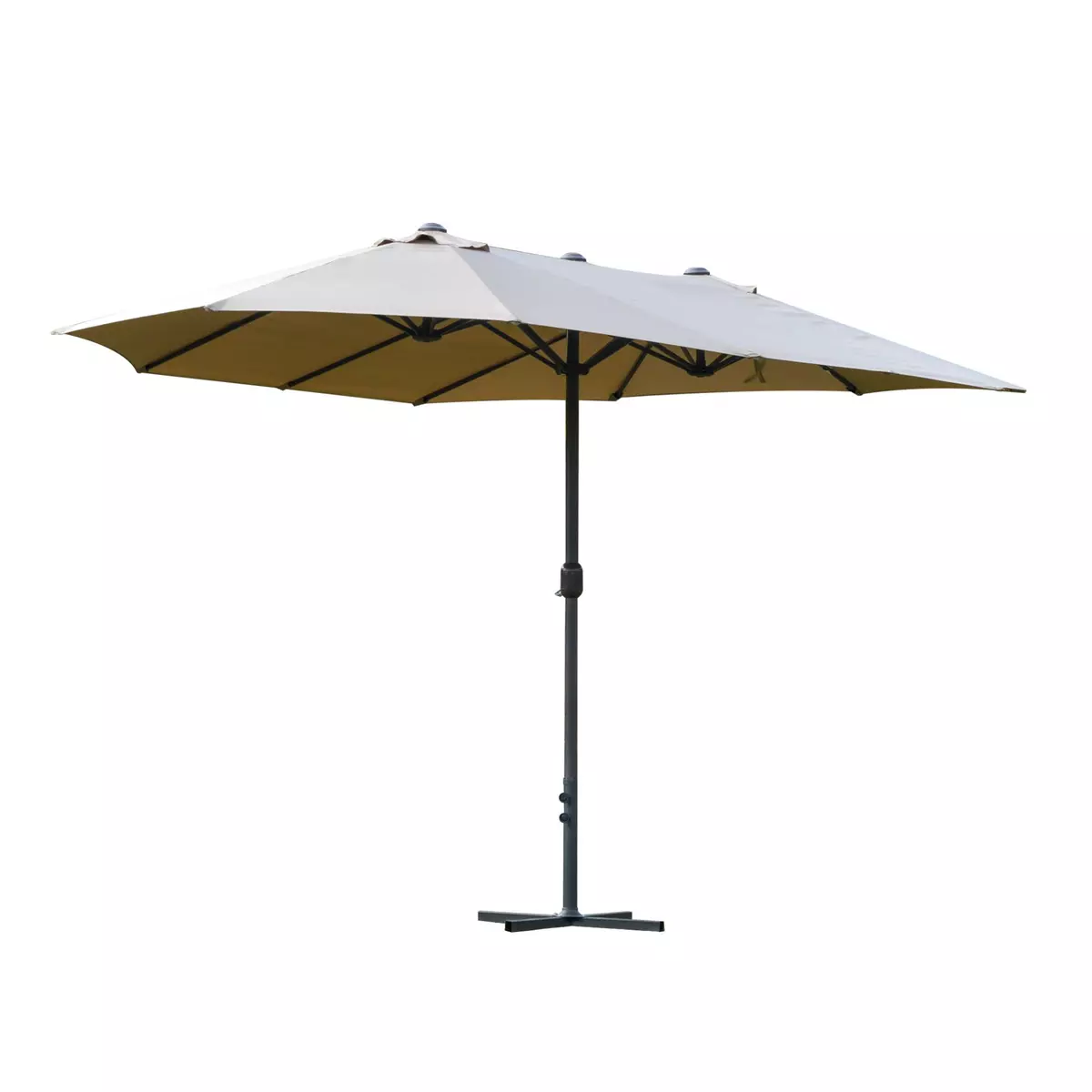 OUTSUNNY Parasol de jardin XXL parasol grande taille 4,6L x 2,7l x 2,4H m ouverture fermeture manivelle acier polyester haute densité café latte