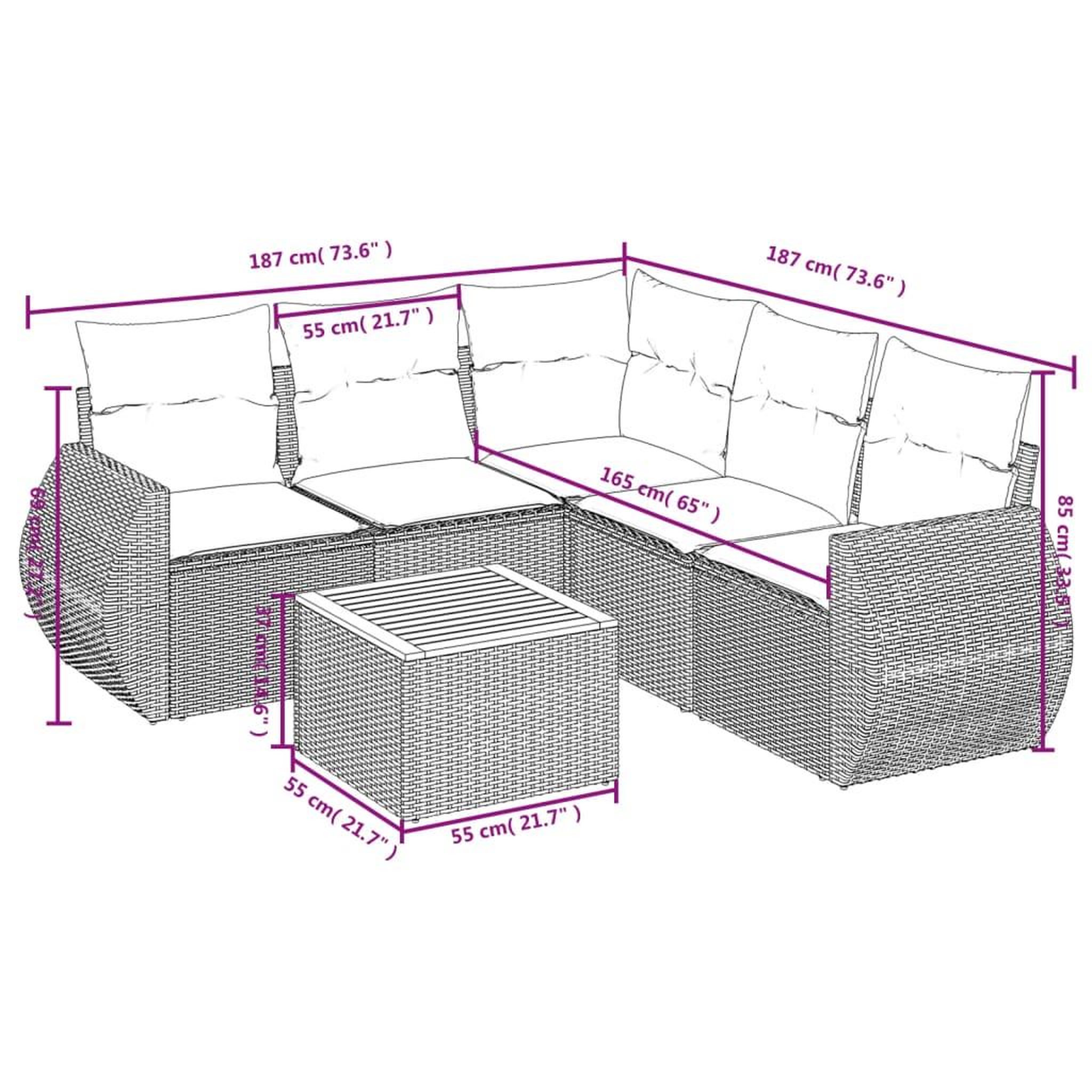 Voir la diapositive 6 : VIDAXL Salon de jardin 6 pcs avec coussins noir resine tressee