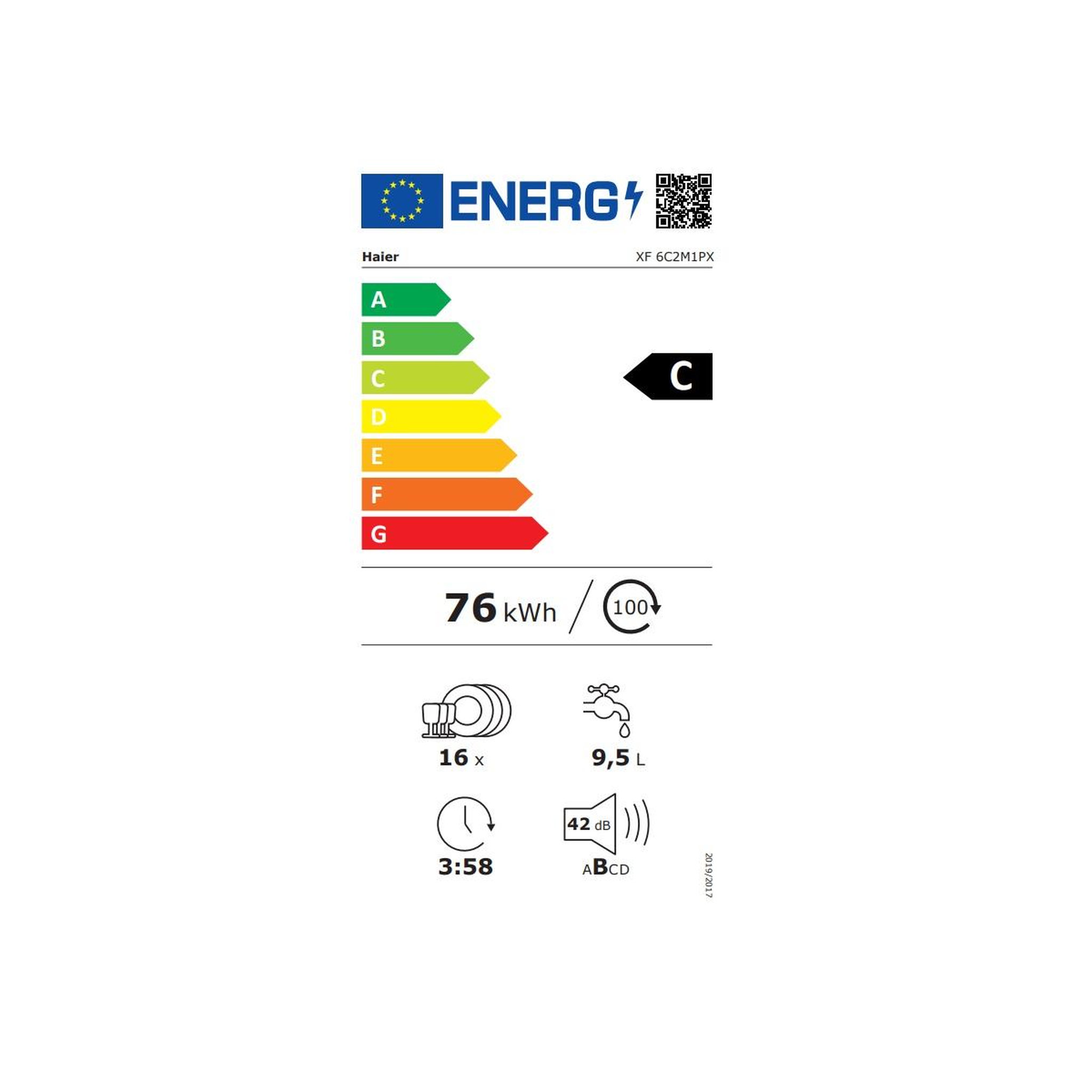 Voir la diapositive 2 : HAIER Lave-vaisselle 60cm 16 couverts 42db - xf6c2m1px