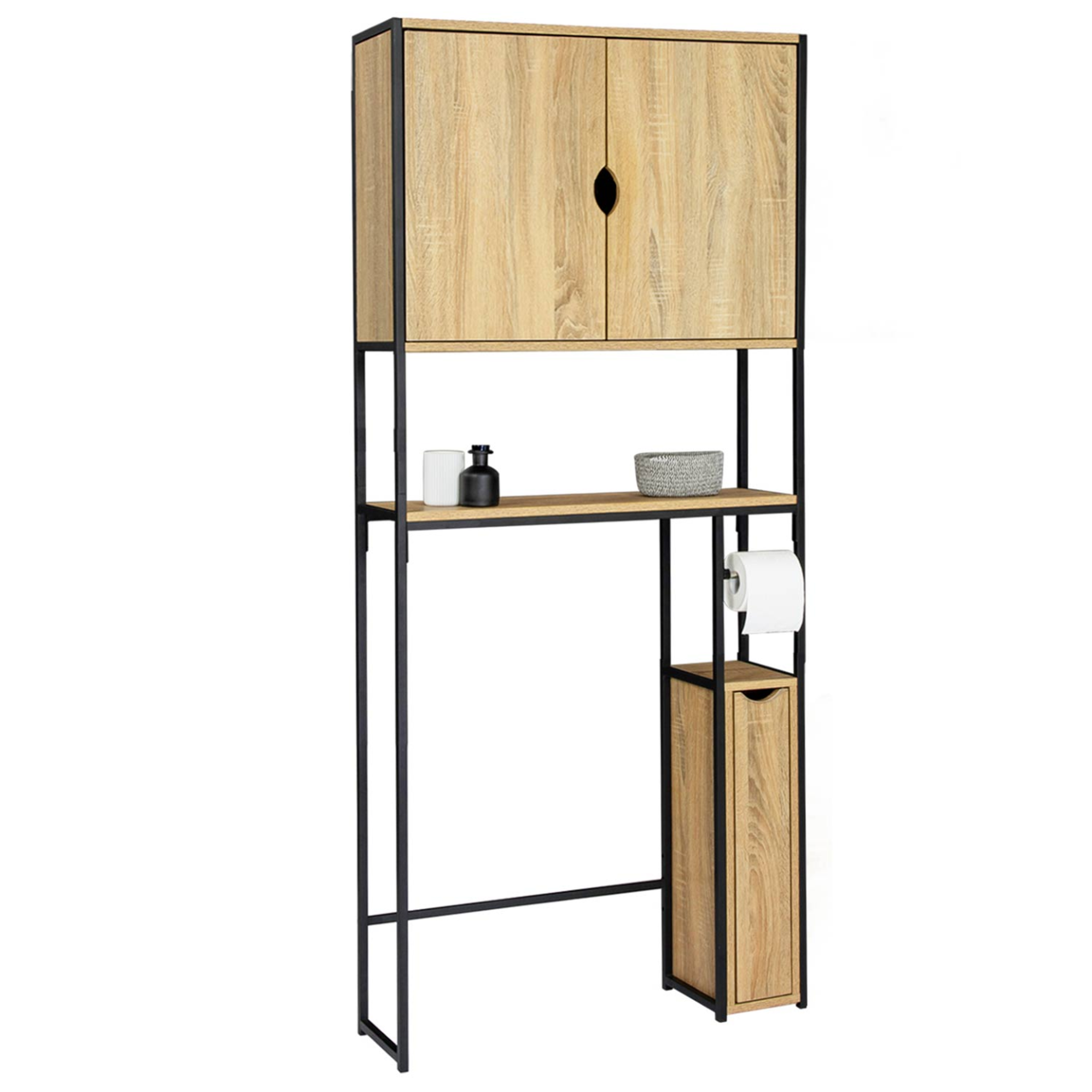 ID MARKET Meuble wc 3 en 1 avec armoires de rangement detroit design industriel