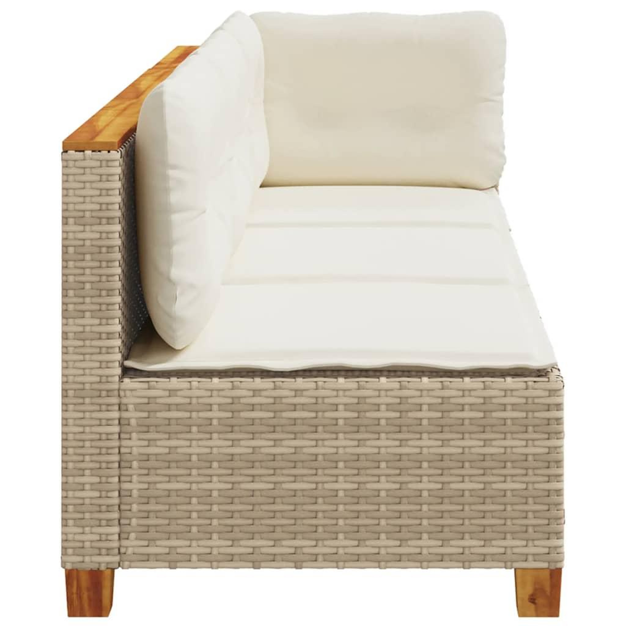 Voir la diapositive 5 : VIDAXL Canape de jardin avec coussins 3 places beige resine tressee