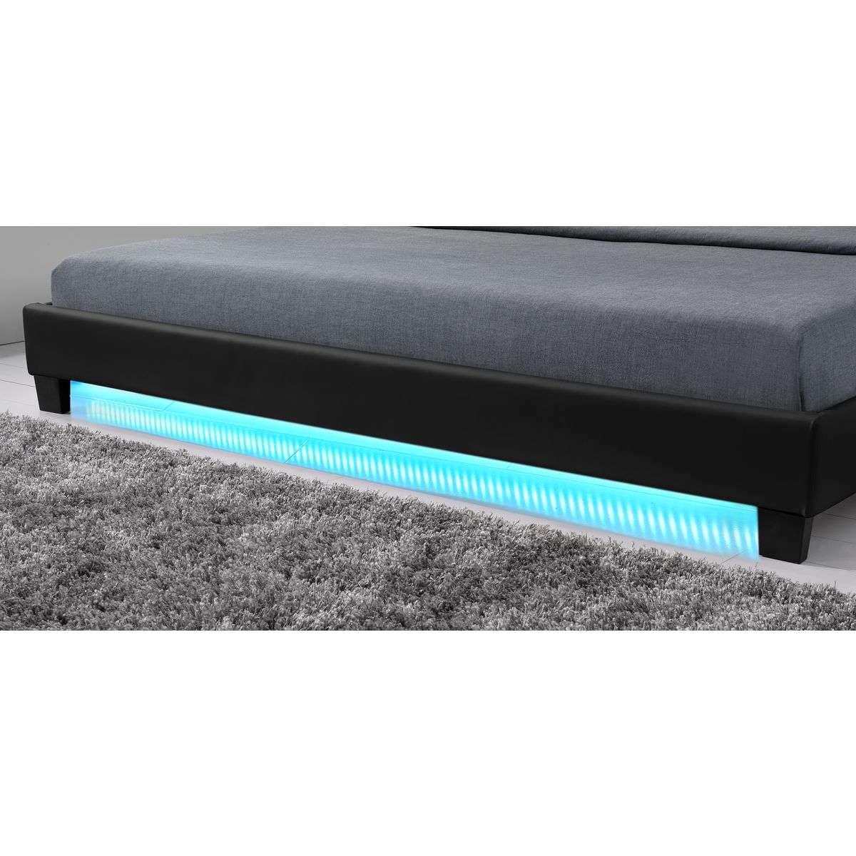 Lit LED avec tête de lit et sommier à lattes 140x190 cm MARTIN