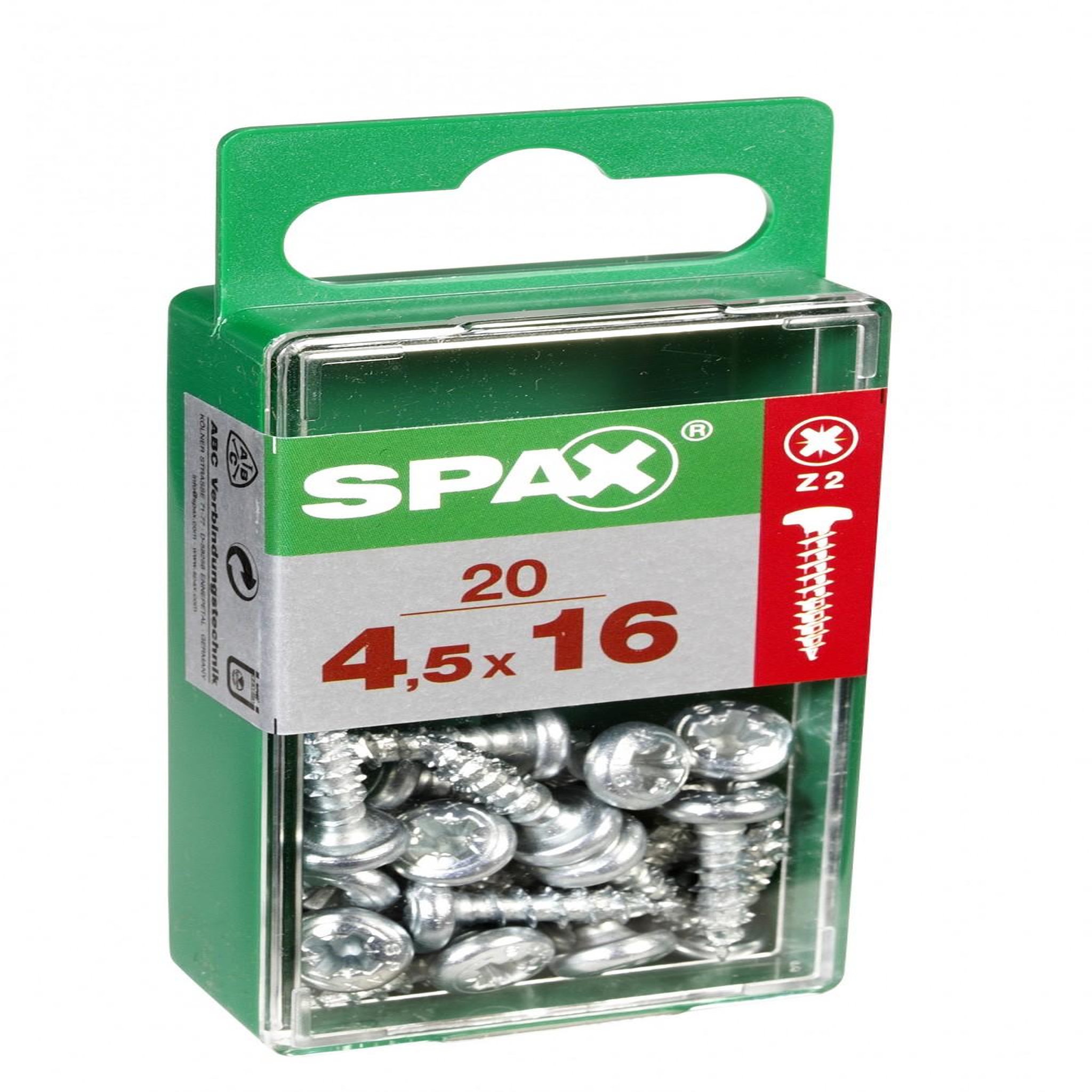 CENTRALE BRICO Lot de 20 vis acier tête ronde torx SPAX, Diam.4.5 mm x L.16 mm