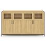Voir la diapositive 3 : ID MARKET Buffet 140 cm DETROIT 4 portes avec vitrines design industriel