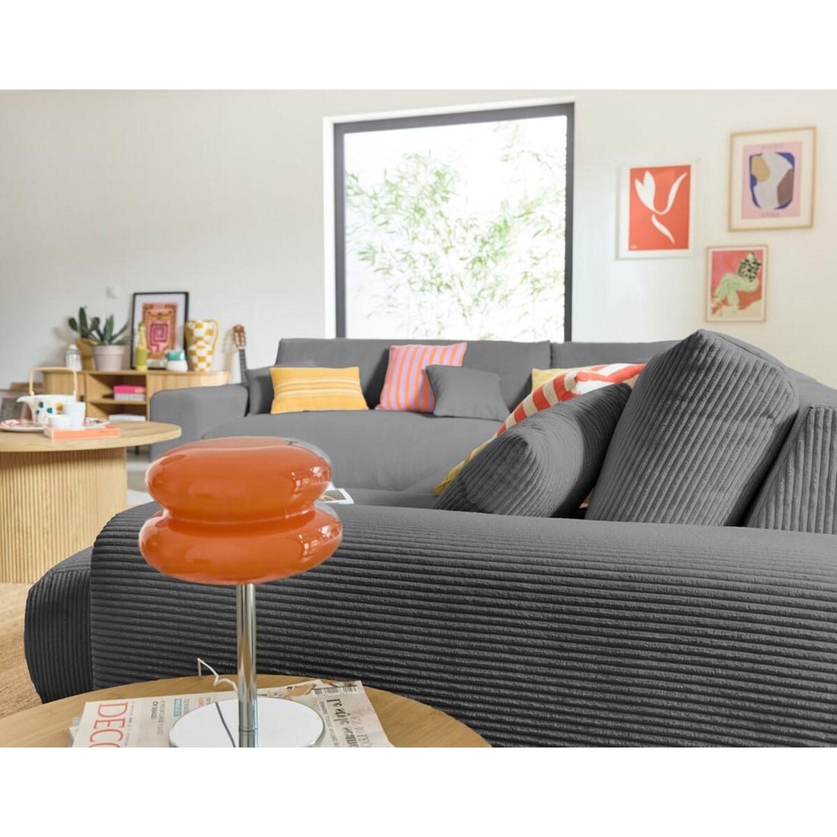 LISA DESIGN Garance - canapé modulable d'angle gauche - 8 places - en velours côtelé