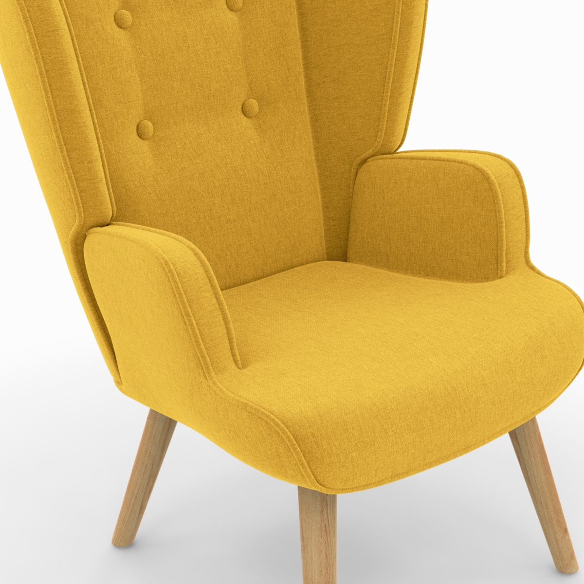 ID MARKET Fauteuil scandinave SVEN grand confort en tissu jaune