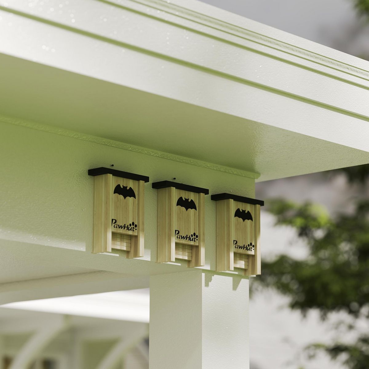 PAWHUT Nichoir à chauves-souris - lot de 3 - dim. 18L x 6l x 22H cm - bois sapin naturel noir