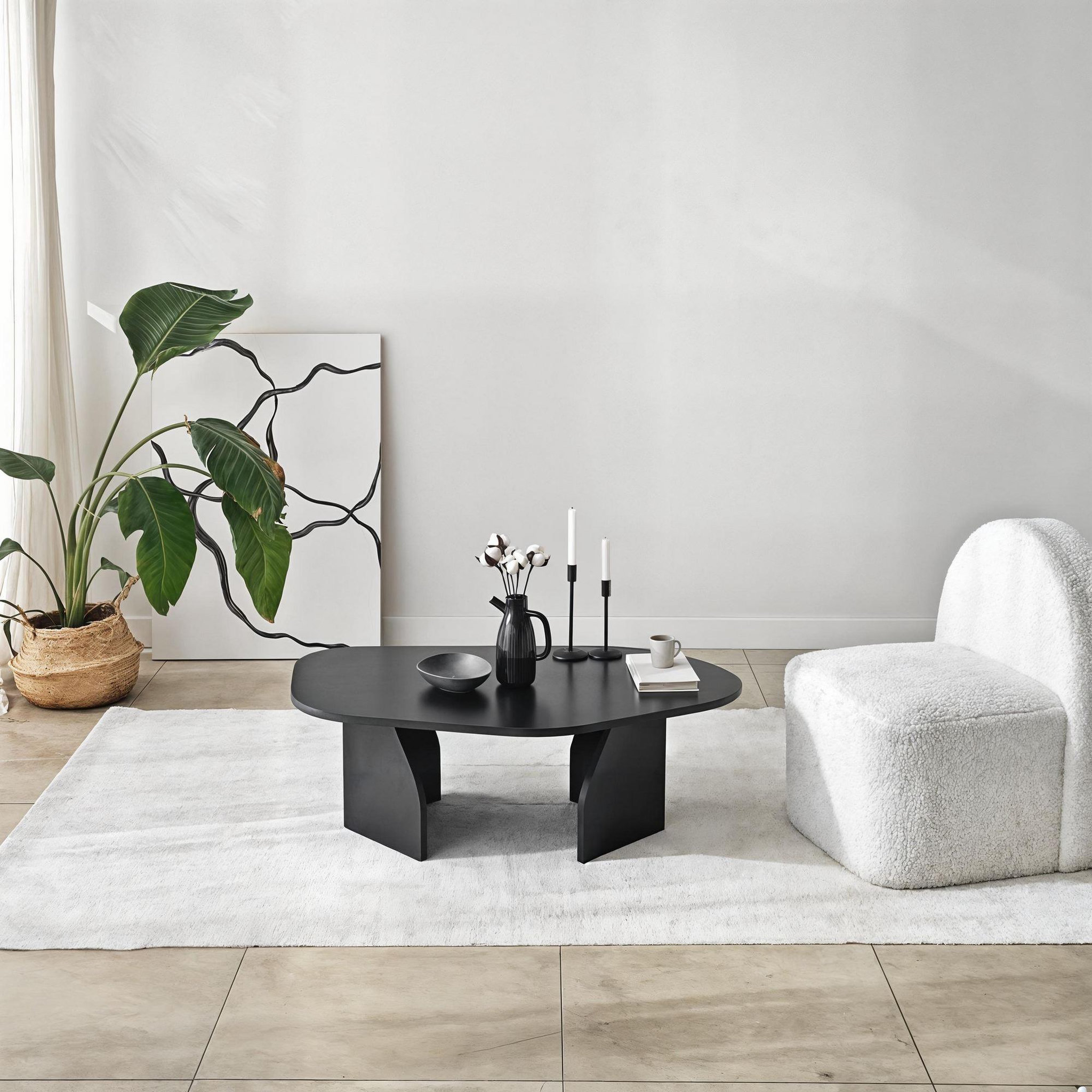 Voir la diapositive 4 : Habitat et Jardin Table basse en bois  rock  100 x 60 x 35 cm - noir