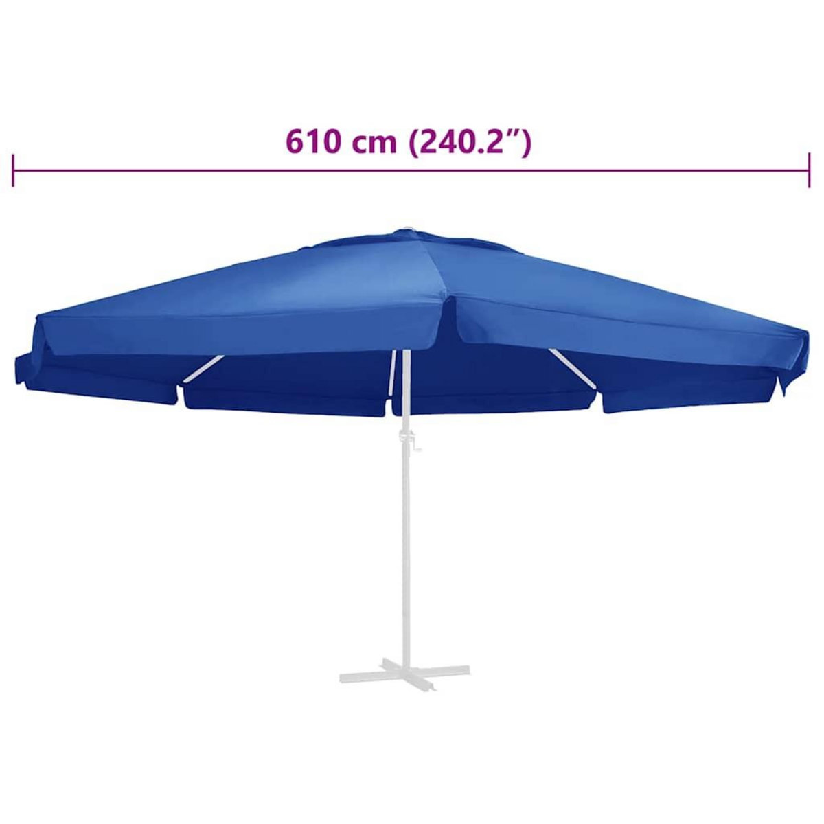 VIDAXL Tissu de remplacement pour parasol d'exterieur Bleu azure 610cm