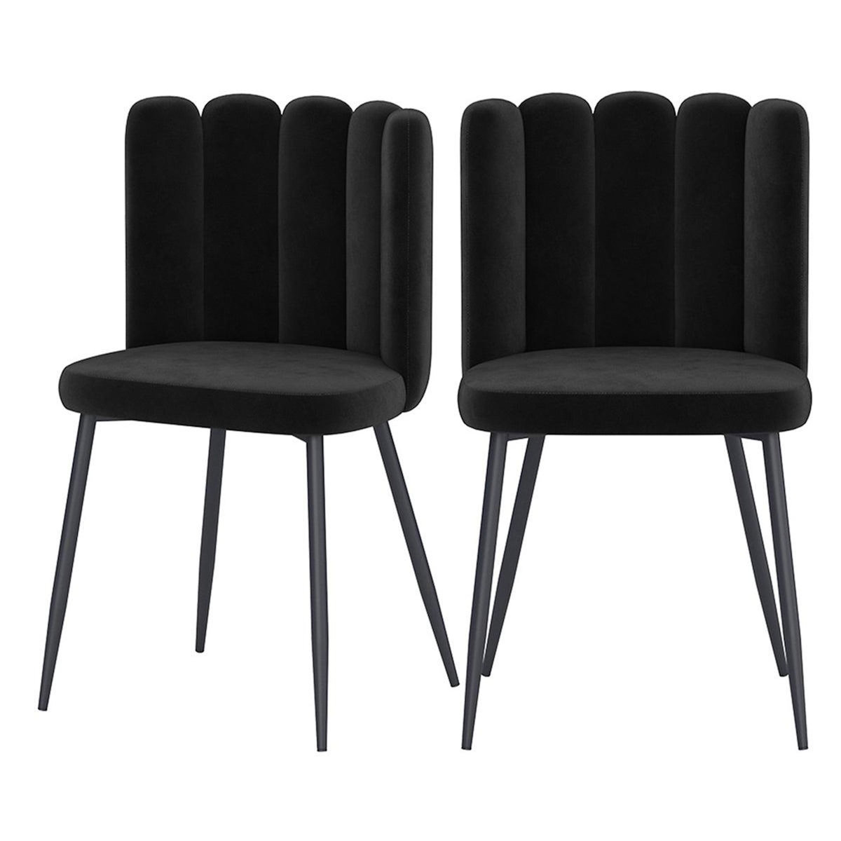 Rendez vous déco Lot de 2 chaises en velours noir et pieds en métal noir - Rosy