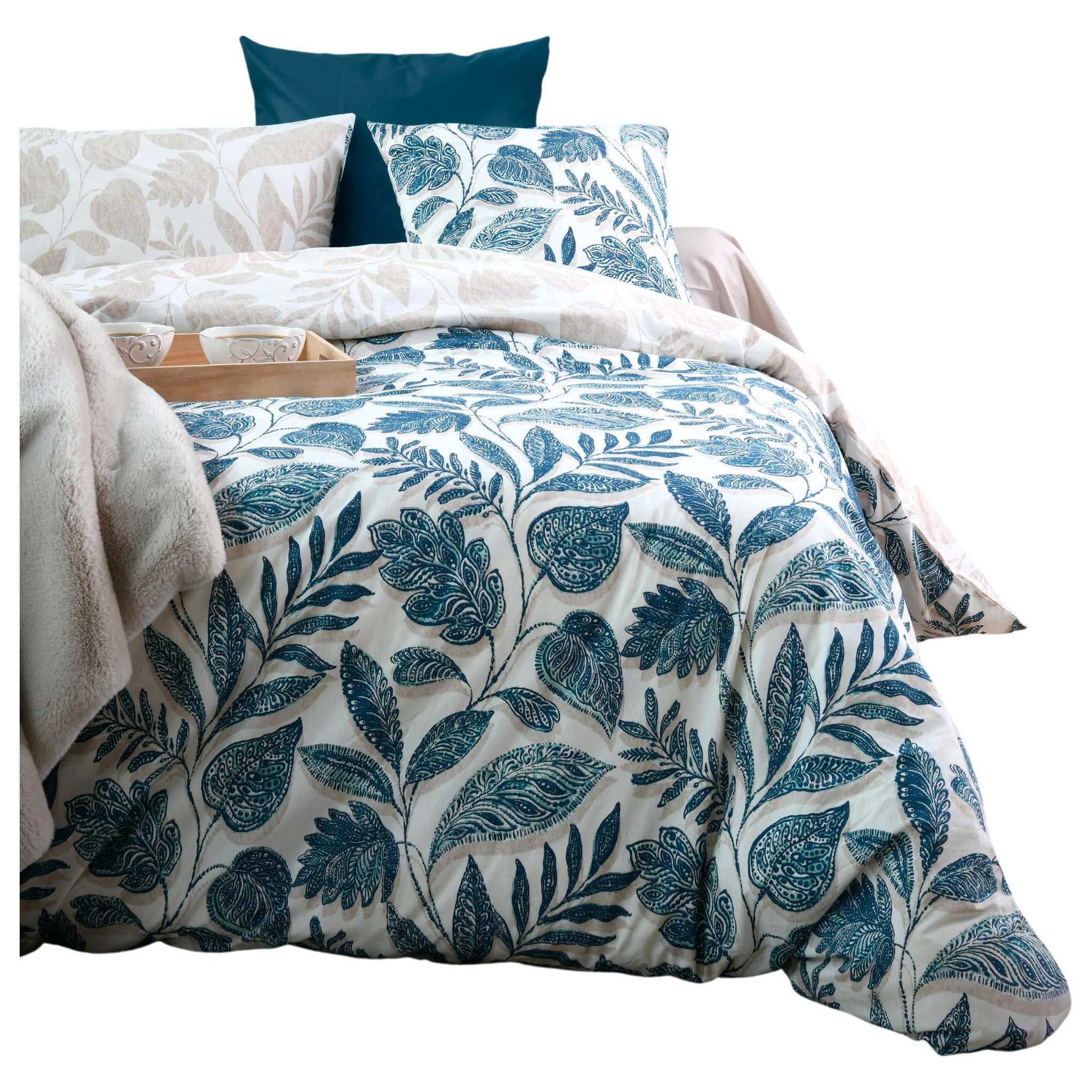 Eden Housse de couette en percale de coton motif vegetal