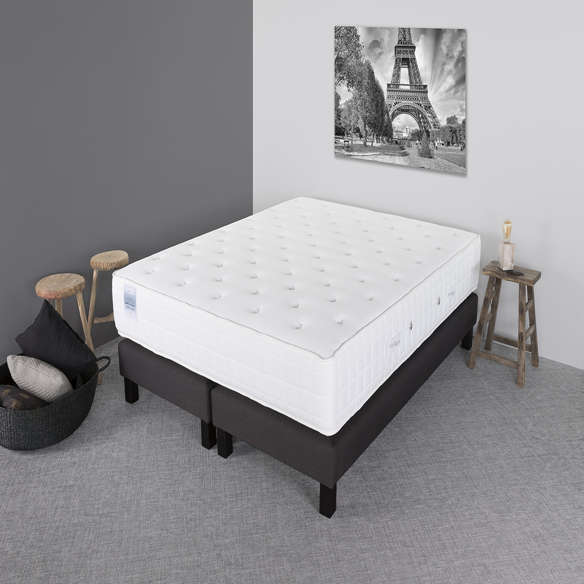 Voir la diapositive 3 : PRESTIGE Collection Ensemble Matelas ressorts HOTEL EVER + sommier 2x80x200 cm