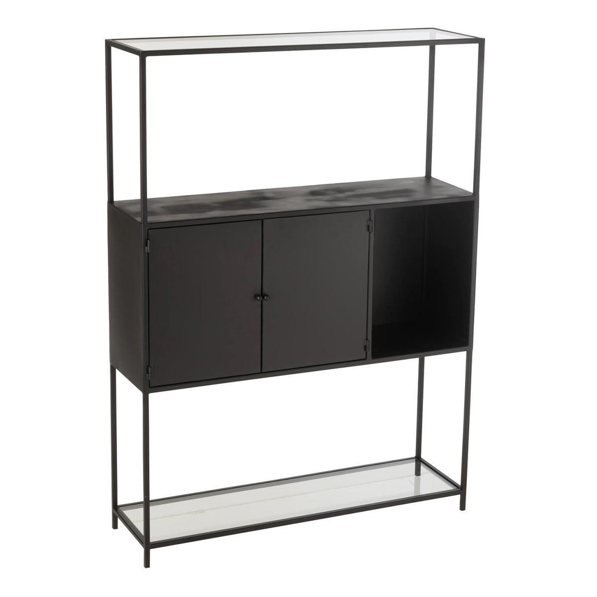 J-LINE Étagère 2 Portes en Métal  Maryanne  126cm Noir