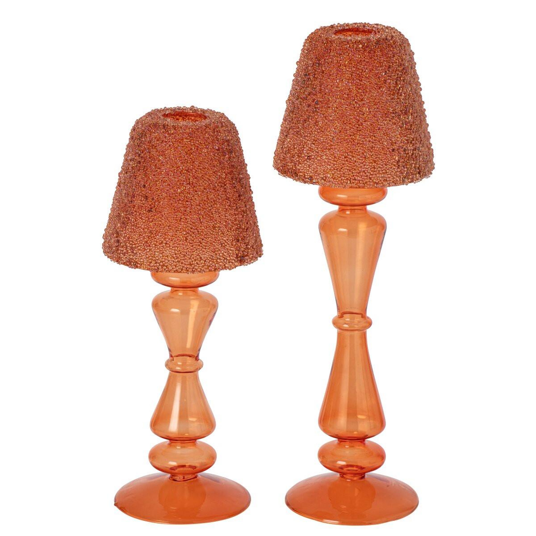 Voir la diapositive 3 : J-LINE Photophore lampe en verre  silje  31cm orange
