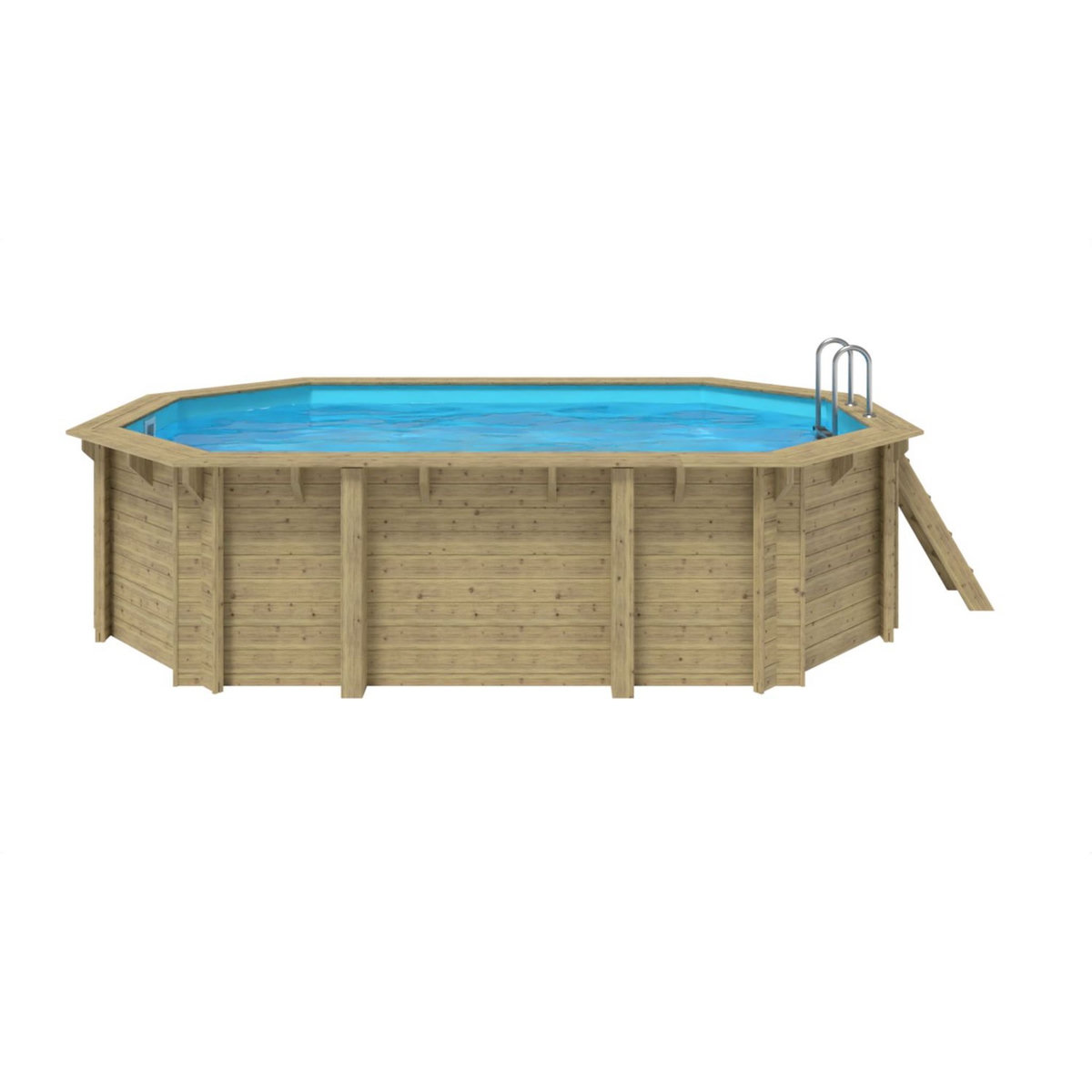 WATERCLIP Piscine bois octogonale allongée 3,50 x 5,40