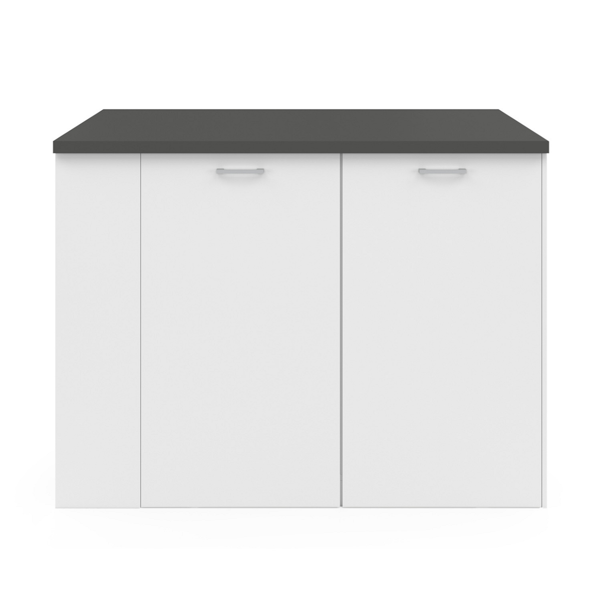 ID MARKET Ilot central TIBO 120 cm bois blanc avec plan de travail gris anthracite