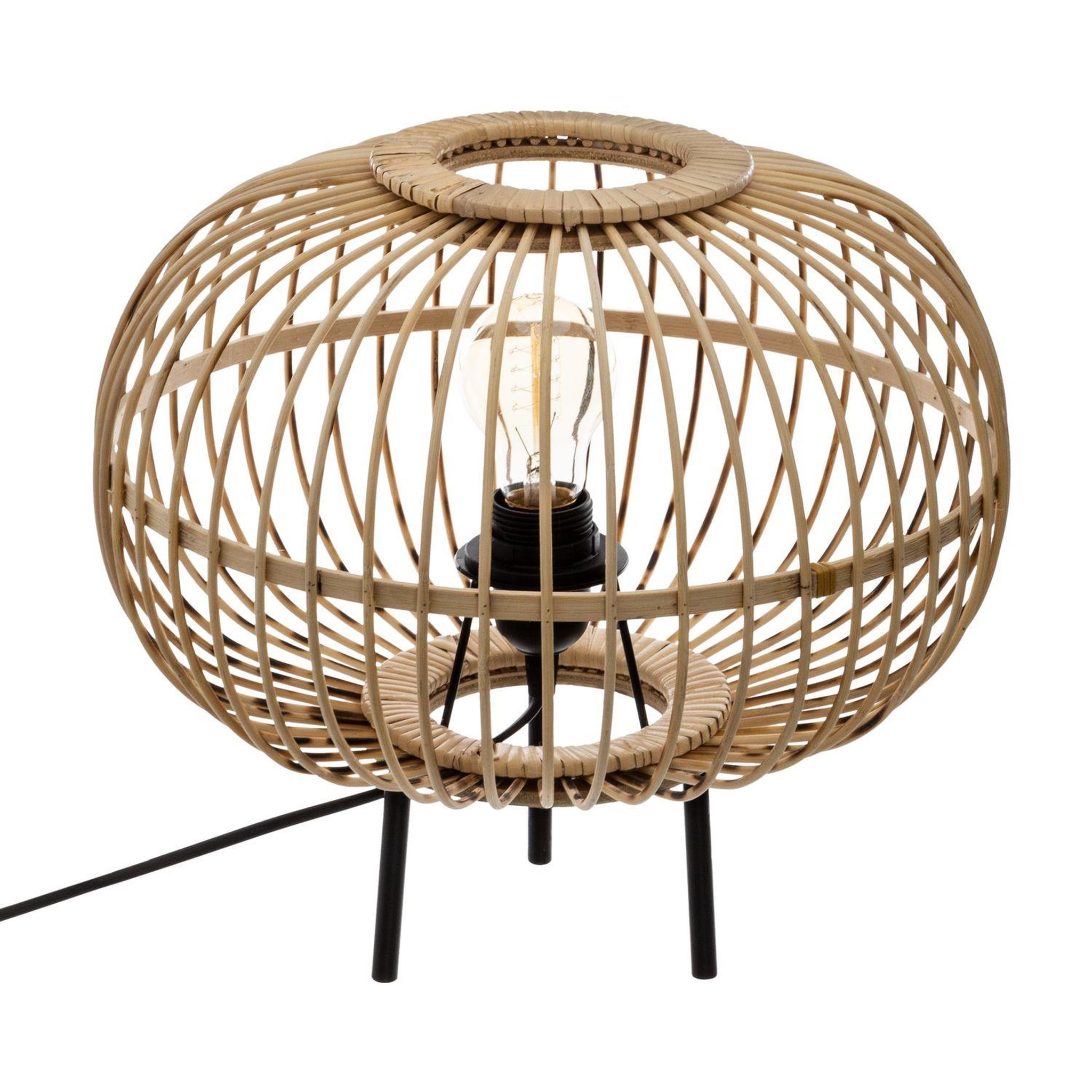 ATMOSPHERA Lampe à poser trepied design bambou Eads - H. 31 cm - Marron