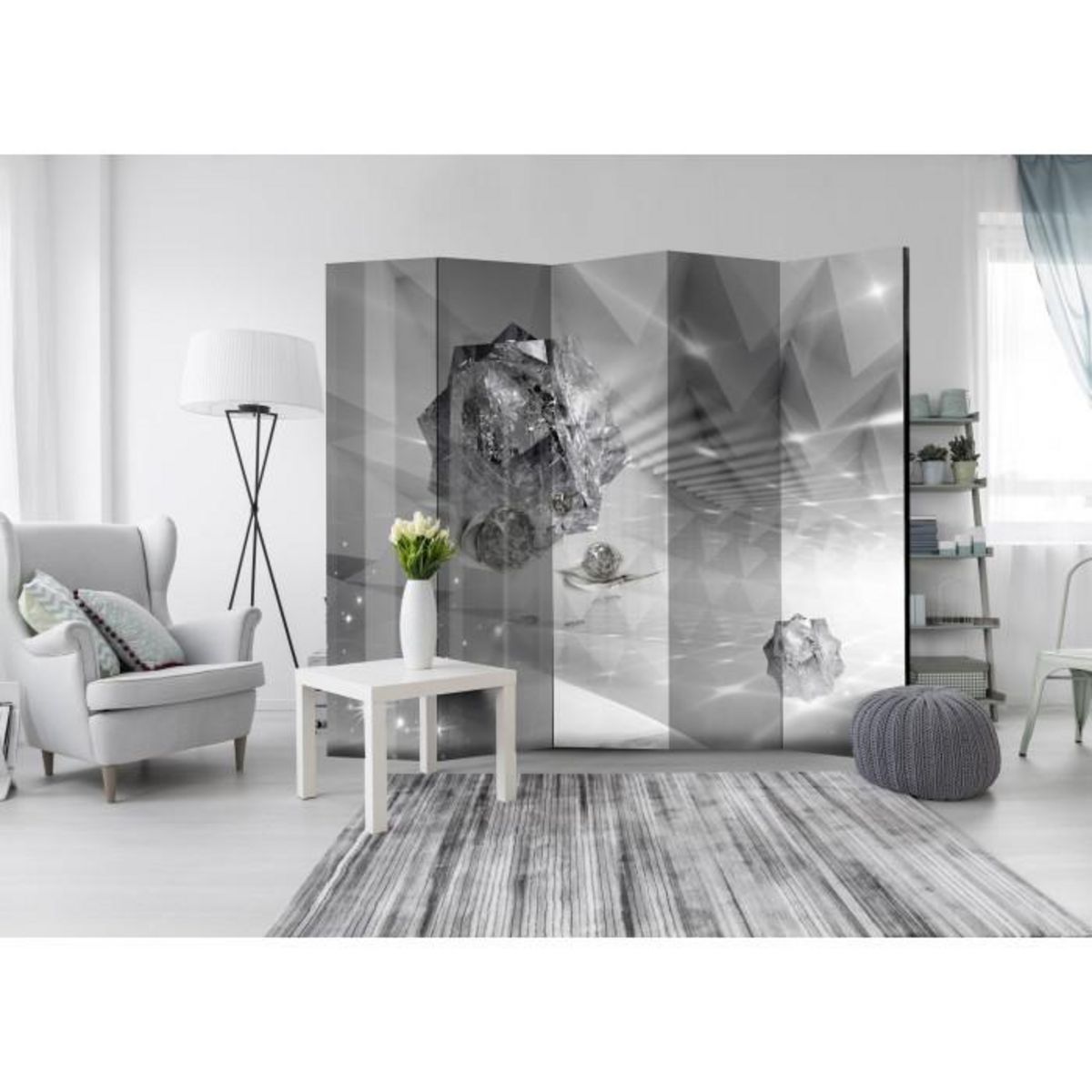 Paris Prix Paravent 5 Volets  Abstract Greyness  172x225cm