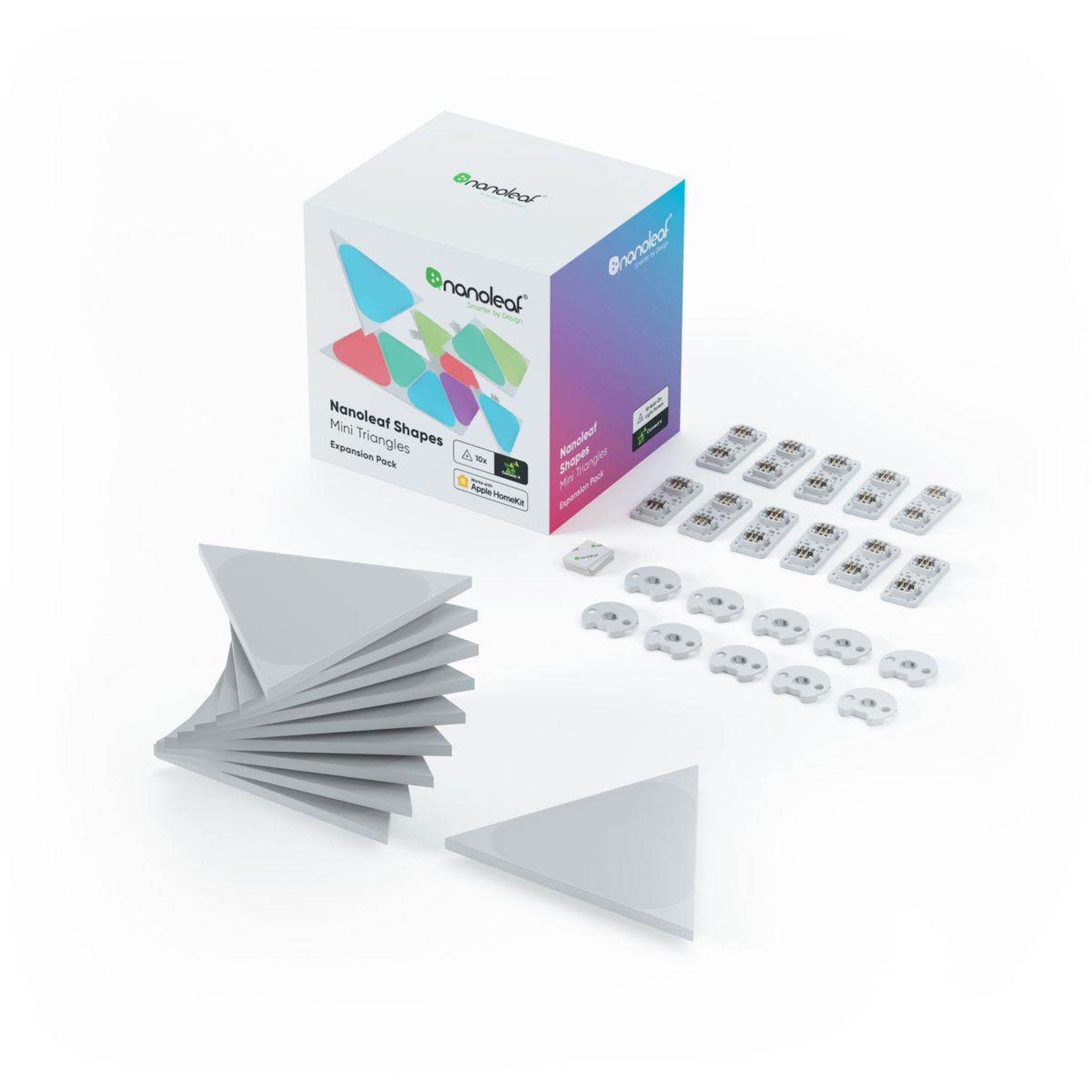 Voir la diapositive 2 : NANOLEAF Panneaux lumineux Shapes Triangles Mini Expansion-10PK