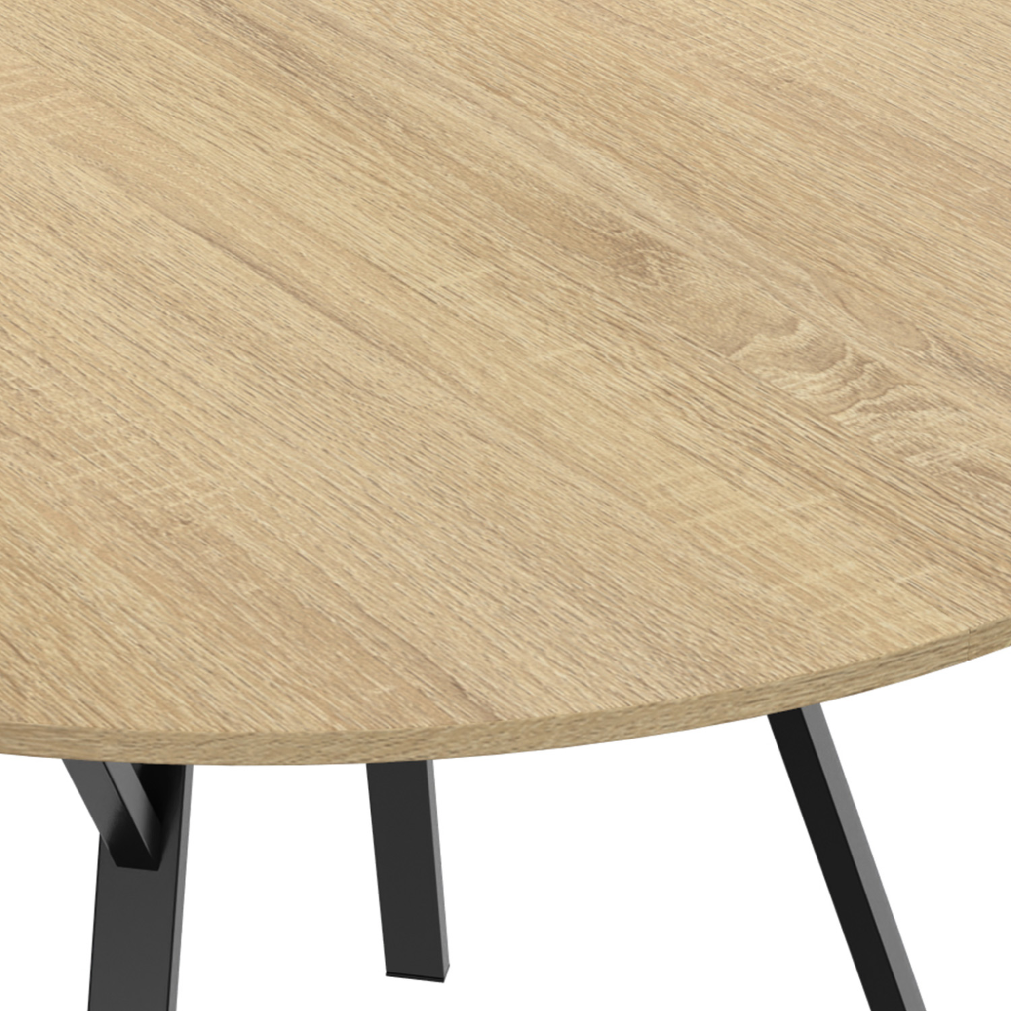 Voir la diapositive 5 : ID MARKET Table à manger fixe ronde yseult 4-6 personnes bois et noir design industriel 110 cm