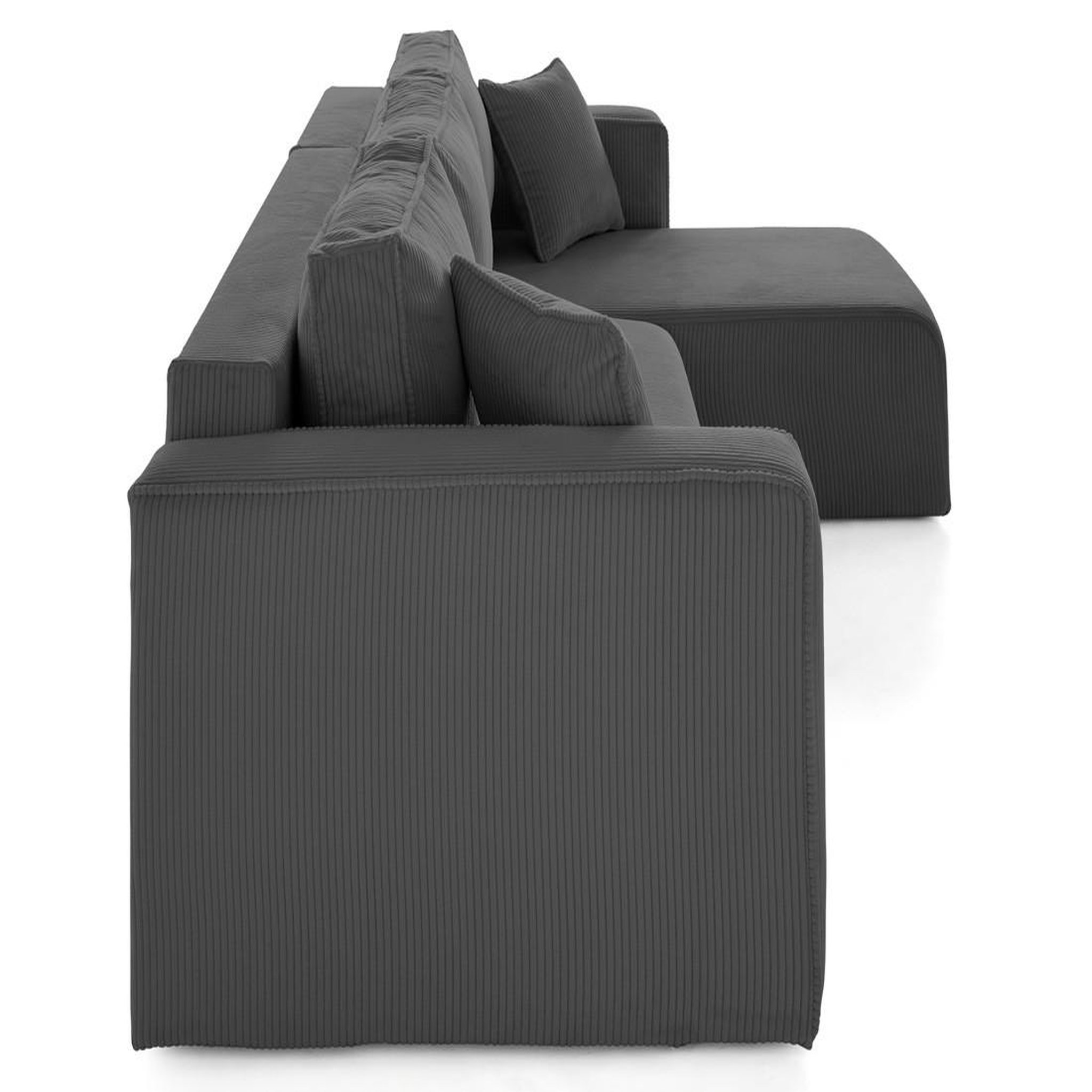 Voir la diapositive 4 : BEST MOBILIER Topaze - canapé d'angle déhoussable réversible 4 places en velours côtelé