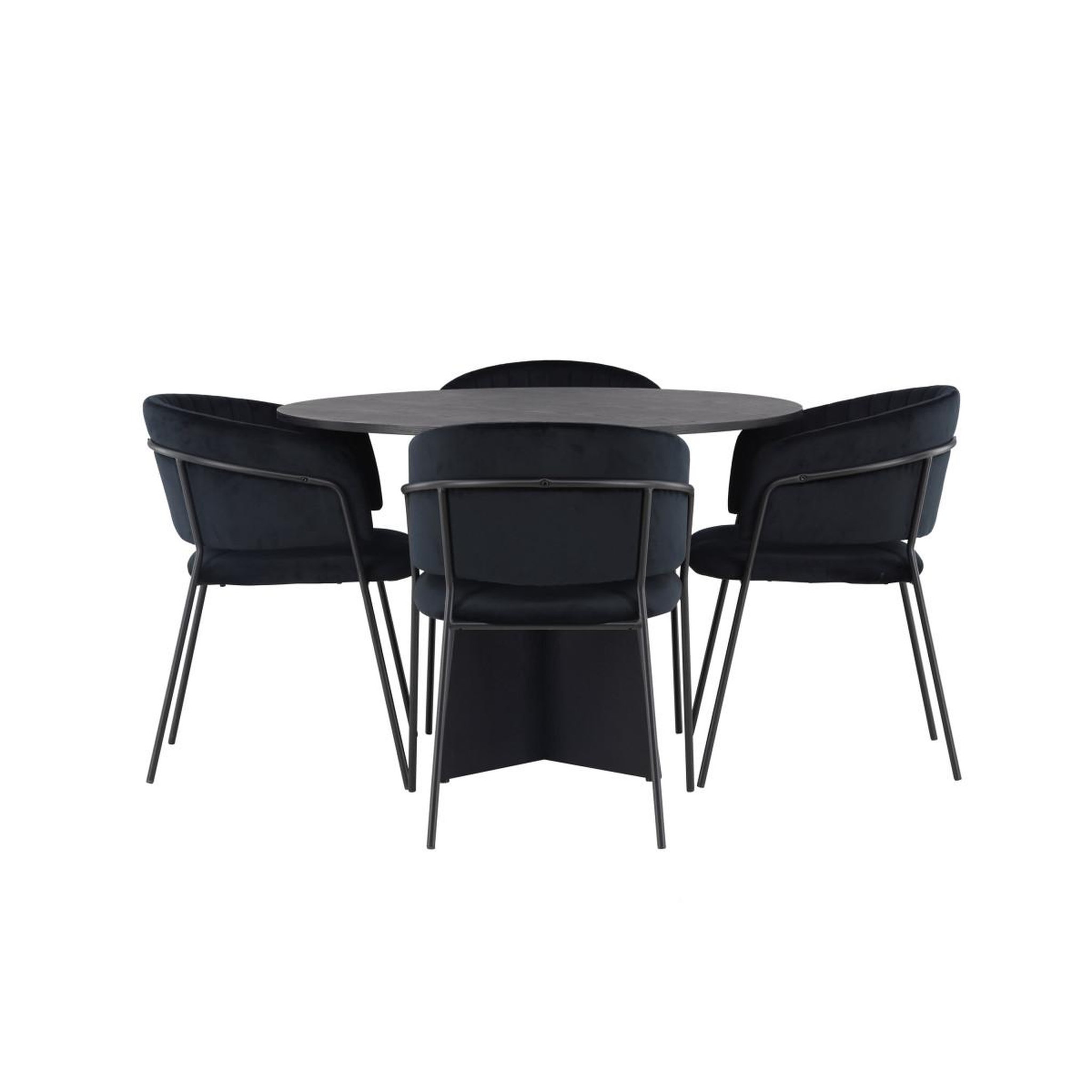 Voir la diapositive 2 : Paris Prix Ensemble table à manger & 4 chaises  bootcut & selma  110cm noir