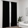 Voir la diapositive 1 : VIDAXL Rideaux occultants aspect lin avec crochets 2pcs Noir 140x225cm