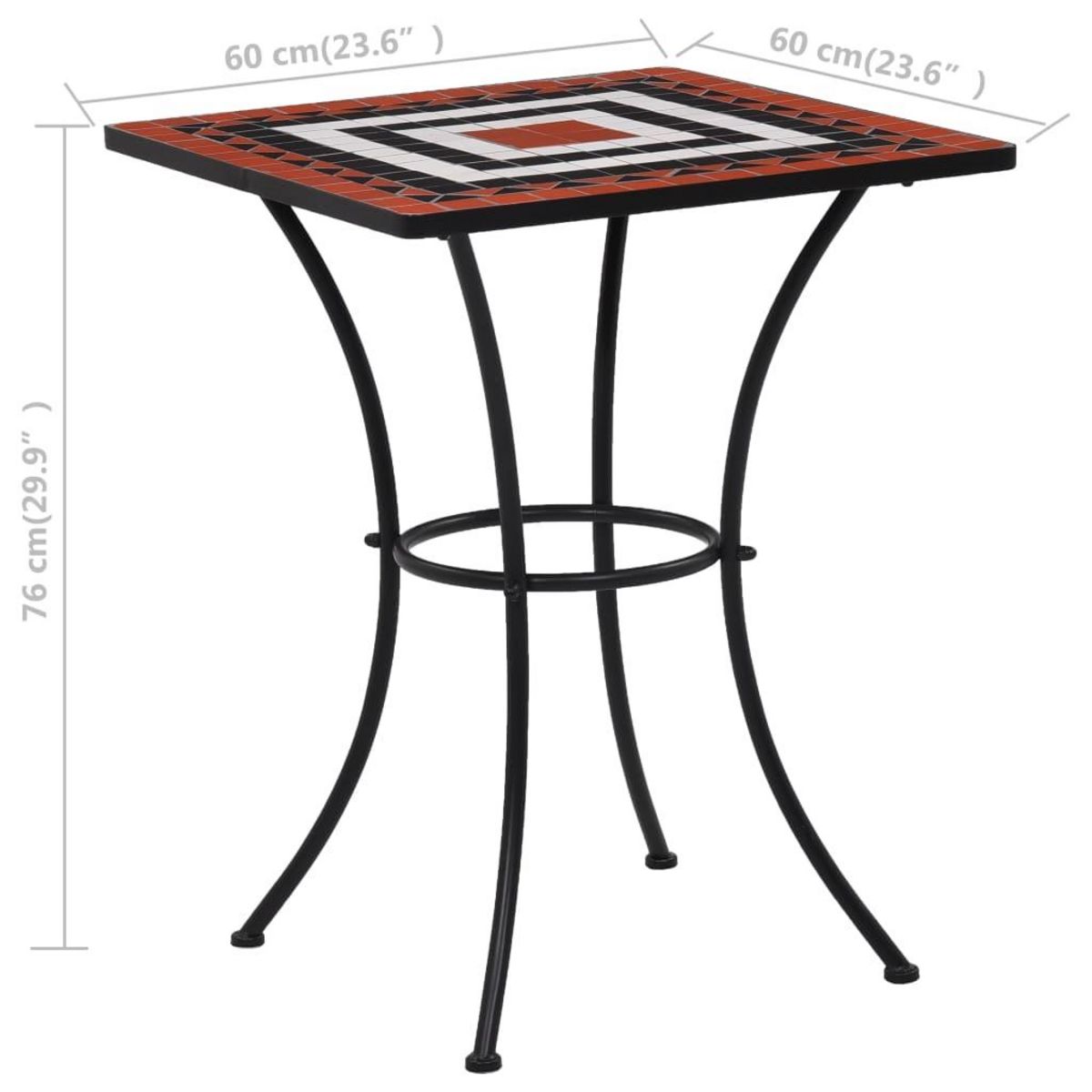 VIDAXL Table de bistro mosaïque Terre cuite et blanc 60 cm Ceramique