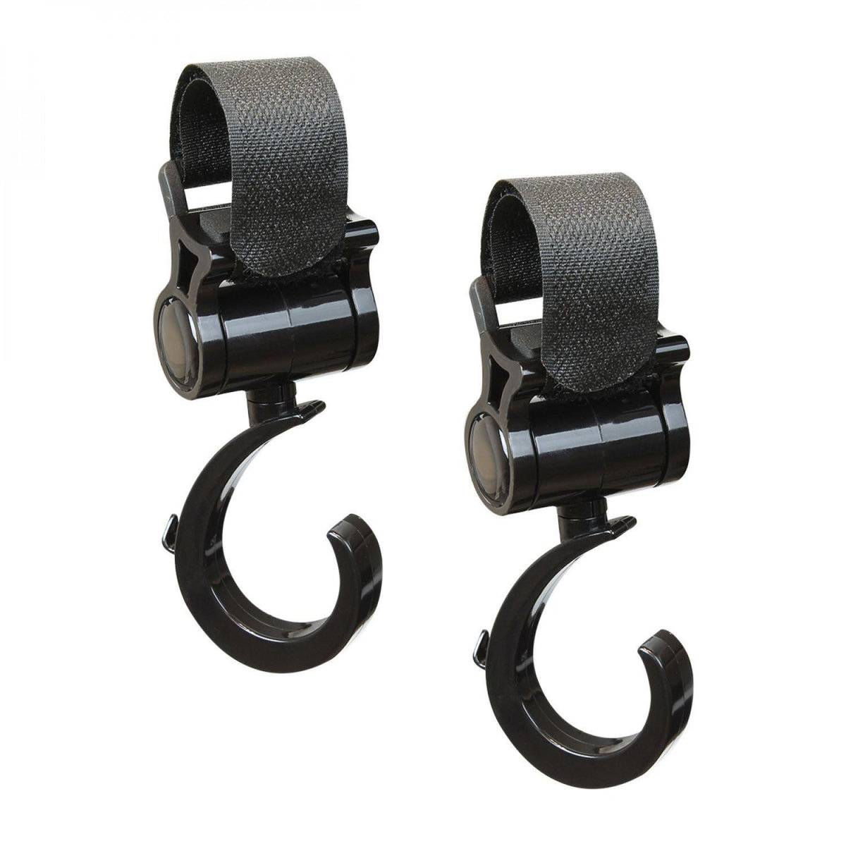 Monsieur Bébé Lot de 2 crochets rotatifs universels pour poussette – Baroud - Noir