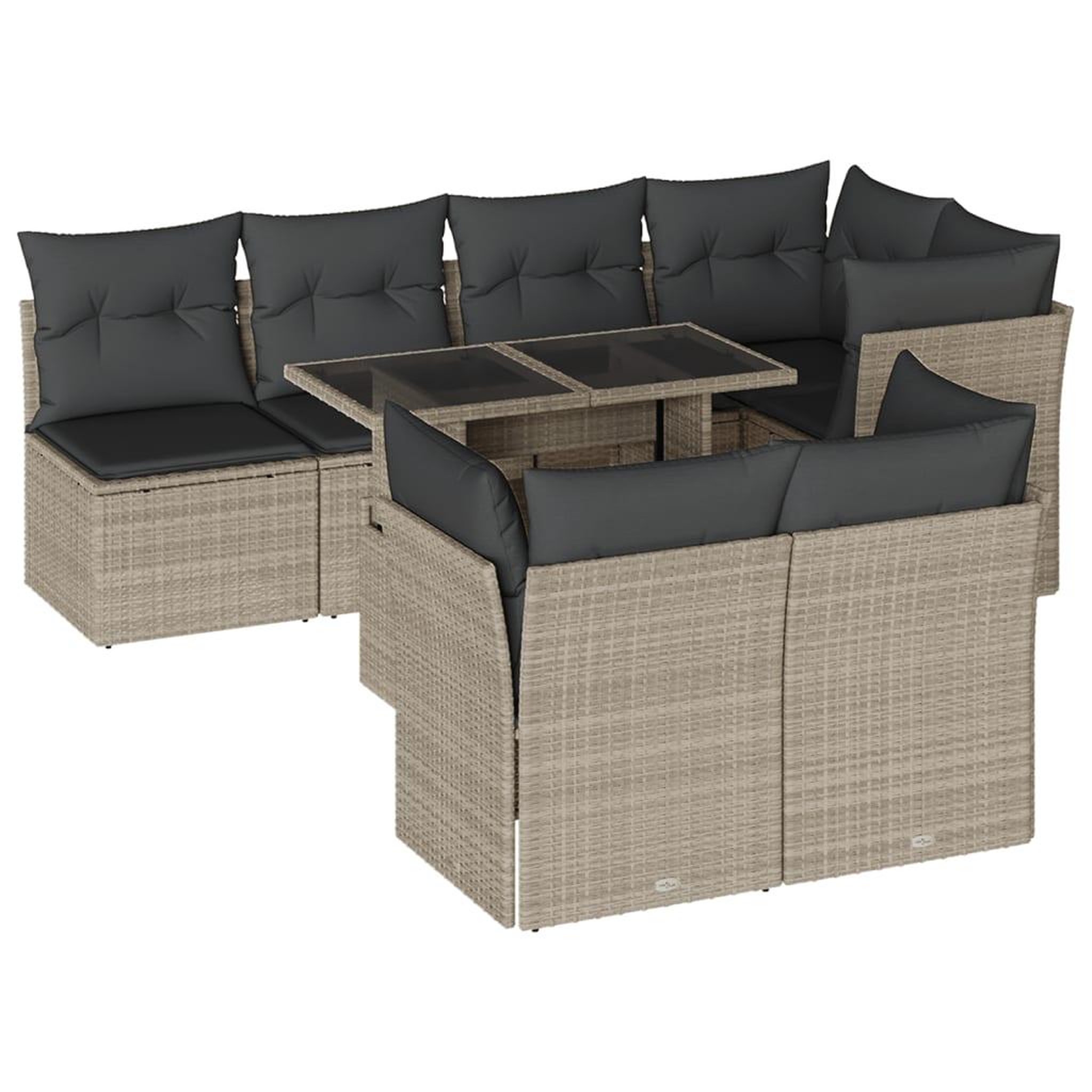 Voir la diapositive 2 : VIDAXL Salon de jardin 8 pcs avec coussins gris clair resine tressee