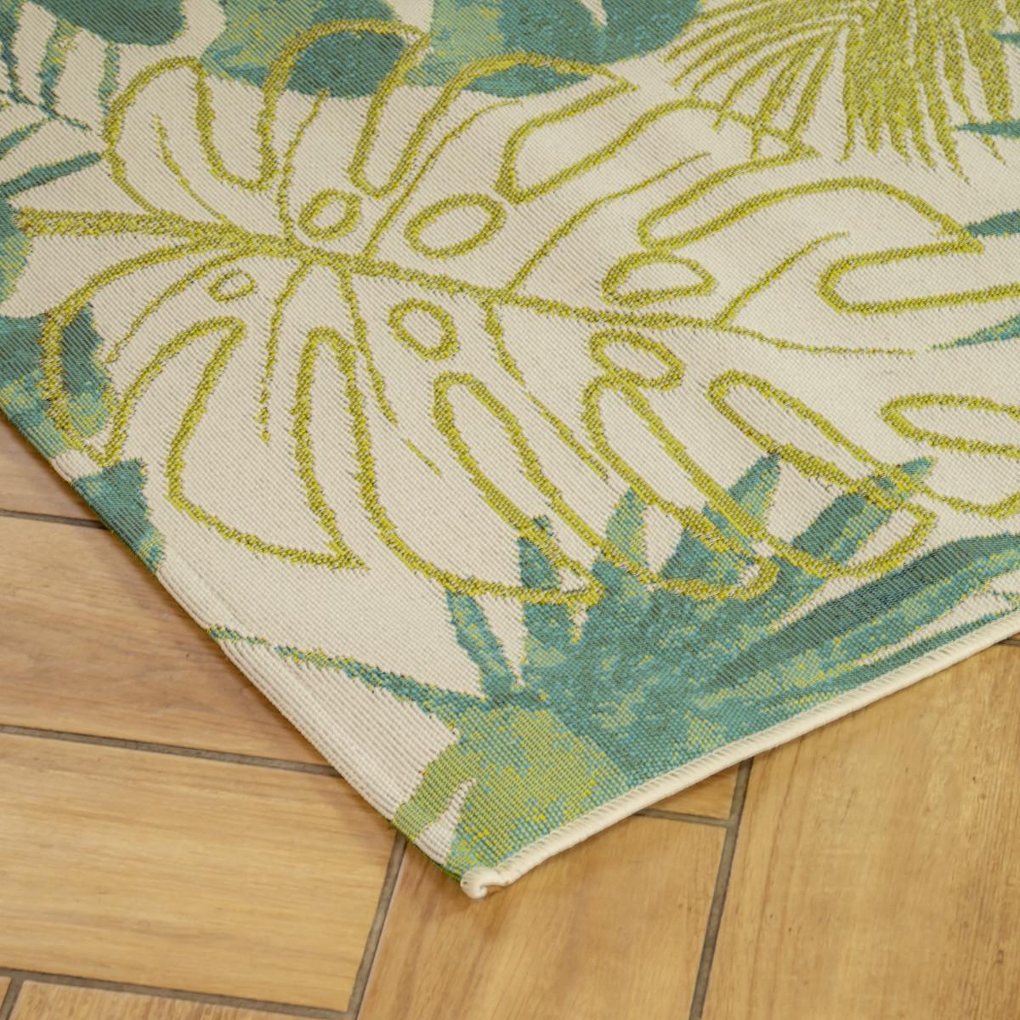 Voir la diapositive 3 : FUTURE HOME Tapis déco intérieur et extérieur tropical 120x170cm