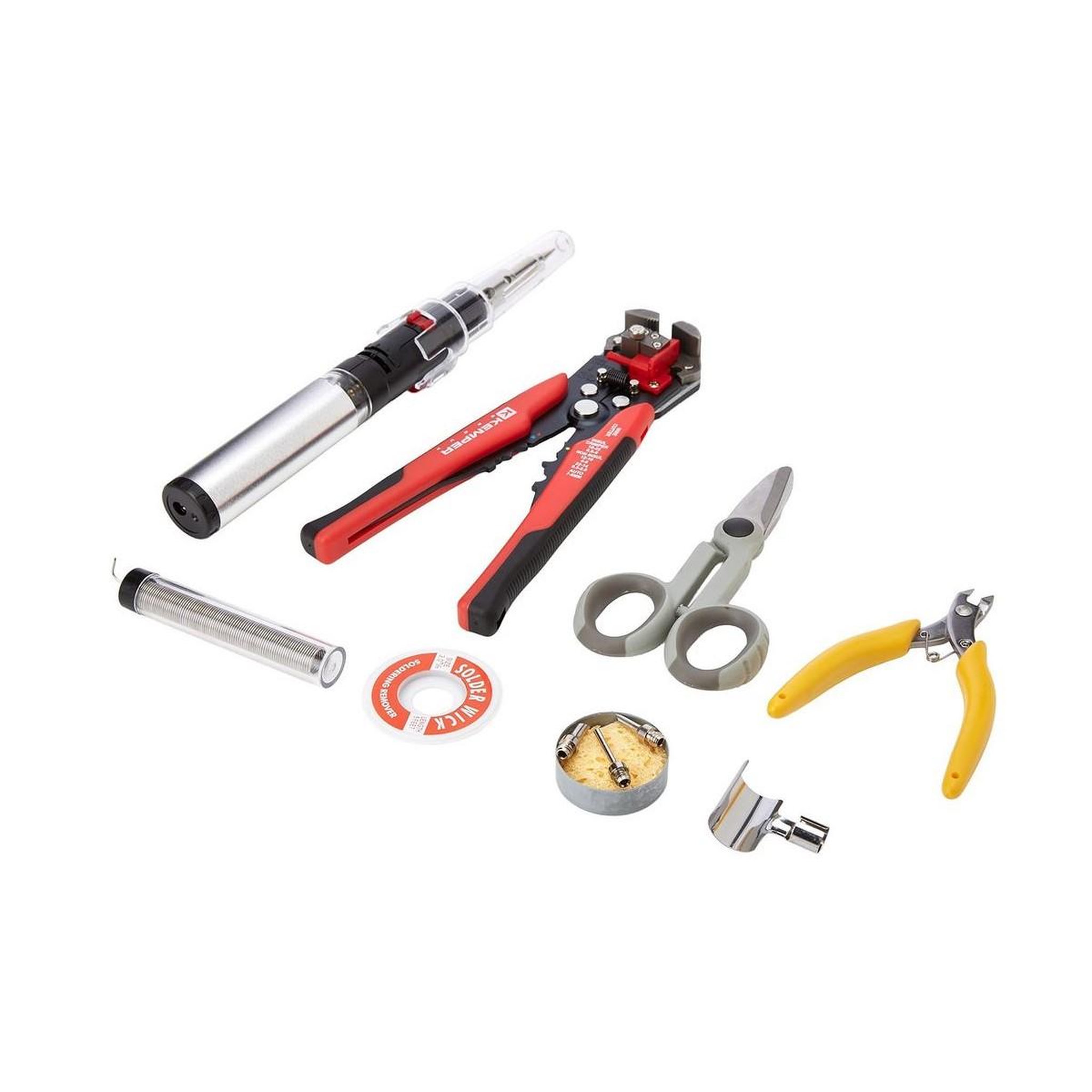Voir la diapositive 2 : Kemper Kit réparation électriques mini chalumeau à gaz rechargeable polyvalent pinces et accessoires kemper