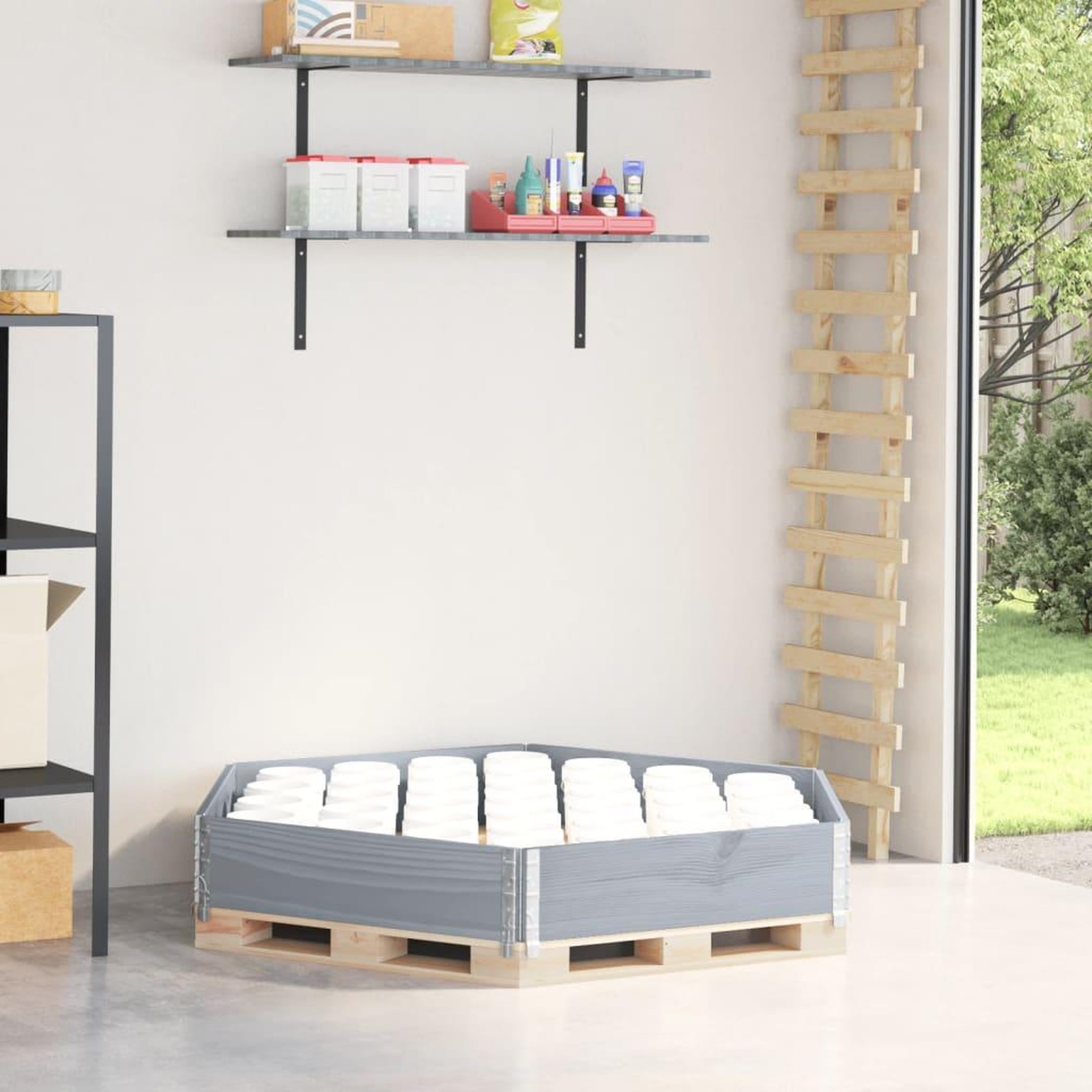 VIDAXL Lit sureleve hexagonale gris 160x160 cm bois de pin massif