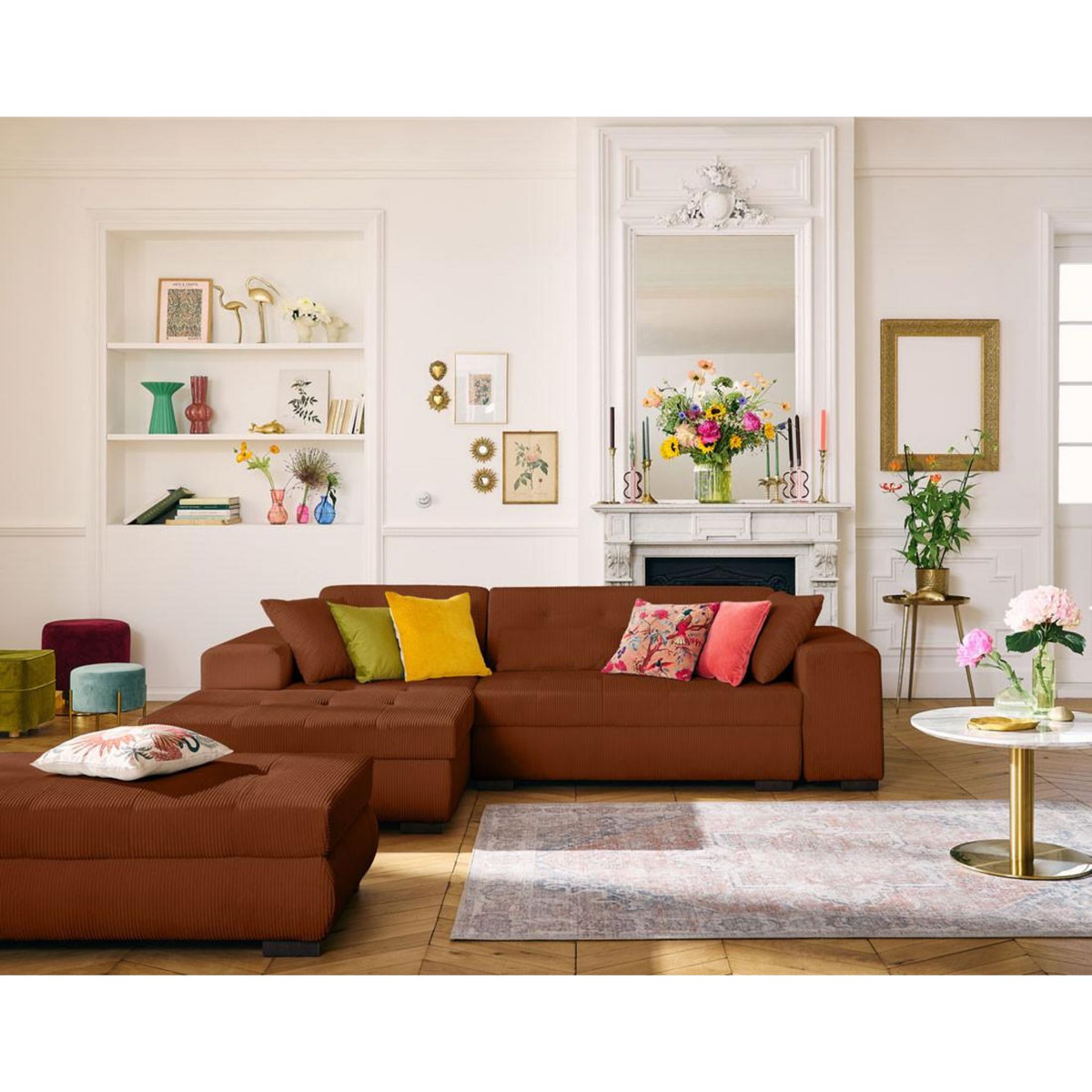 LISA DESIGN Vermont - pouf d'appoint - en velours côtelé