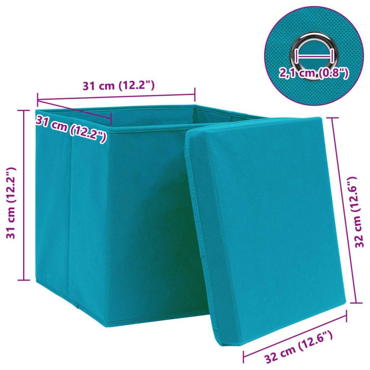 VIDAXL Boîtes de rangement et couvercles 4 pcs Bleu 32x32x32 cm Tissu