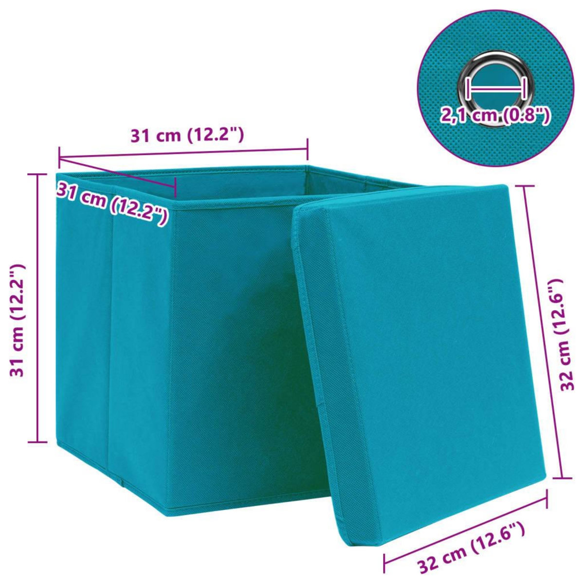 VIDAXL Boîtes de rangement et couvercles 4 pcs Bleu 32x32x32 cm Tissu