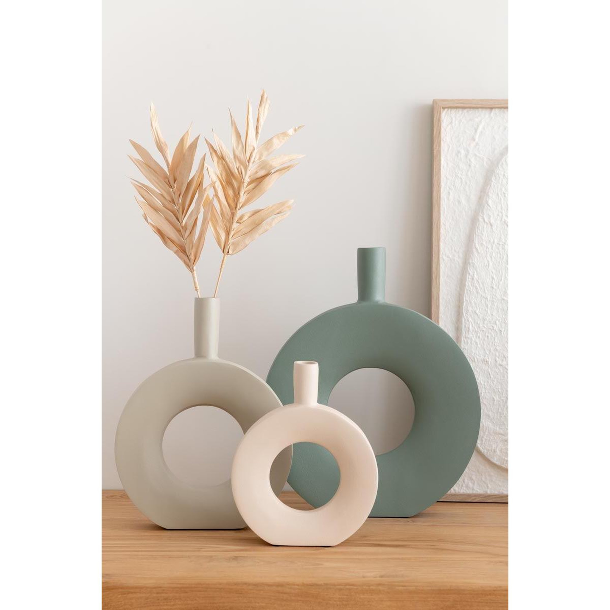 Voir la diapositive 3 : J-LINE Vase Design en Aluminium  Cercle  22cm Beige