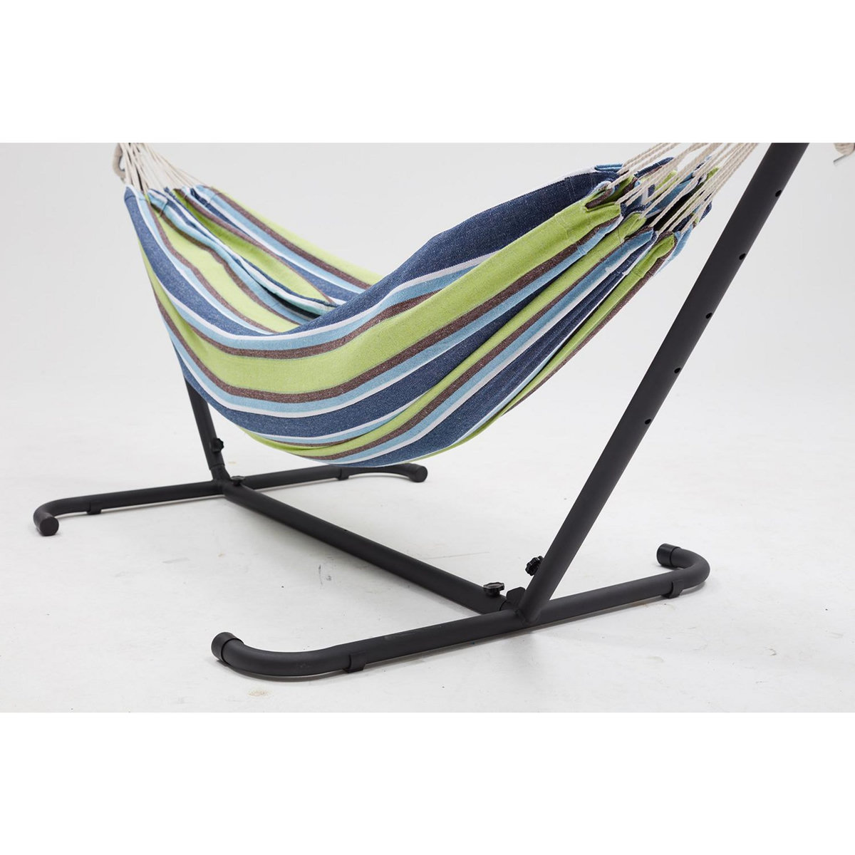 CONCEPT USINE Hamac sur pied 2,6 m avec toile en polyester bleu et vert COPACABANA