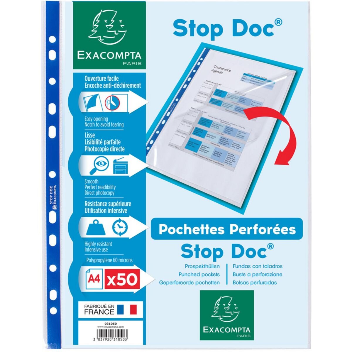 EXACOMPTA Pochette perforée Stop Doc, A4, PP, transparent - Achat