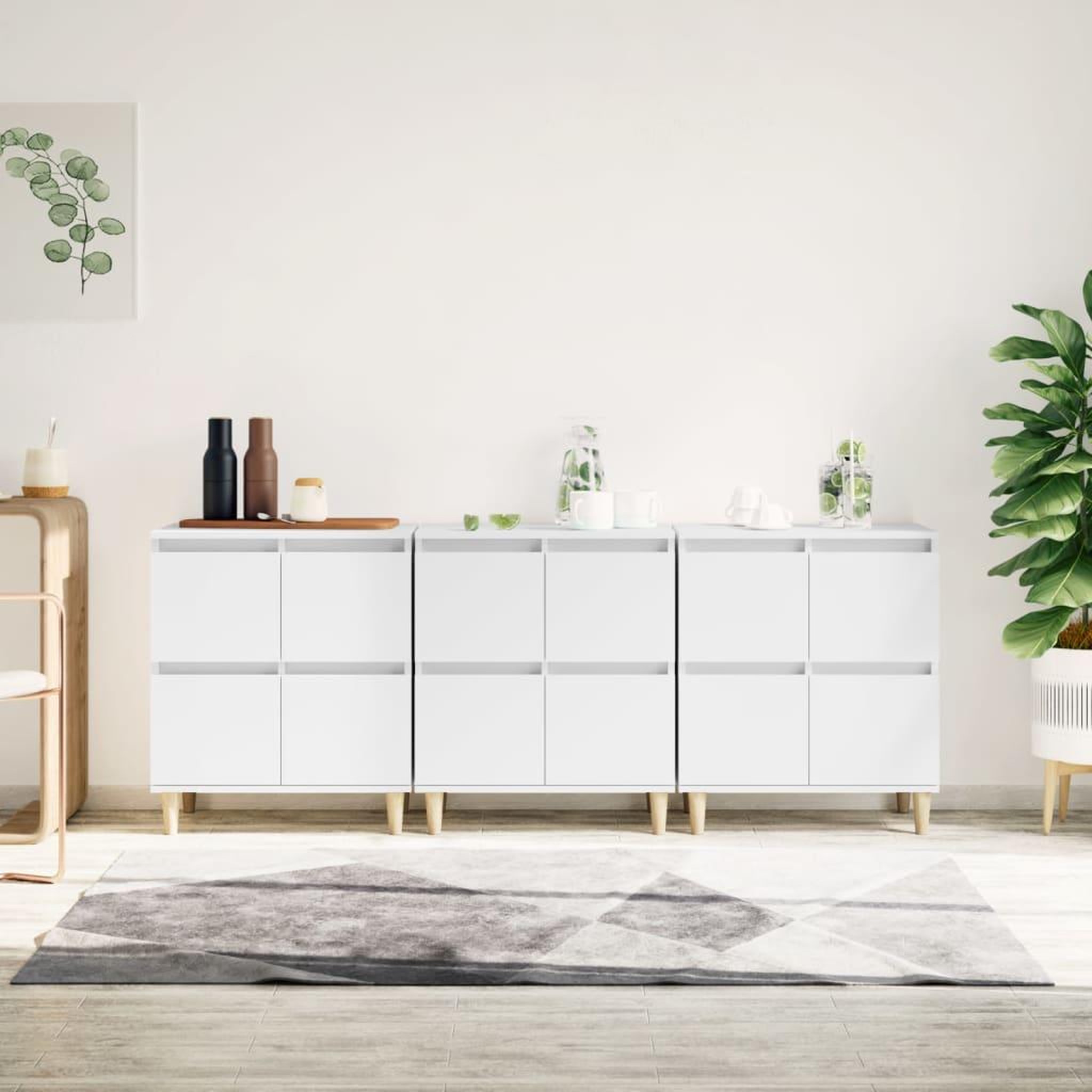 VIDAXL Buffets 3 pcs blanc 60x35x70 cm bois d'ingenierie