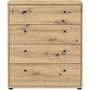 Voir la diapositive 3 : MARKET24 Commode TEMPRA – Effet Chene Artisan – 4 Tiroirs – L 73,7 × P 34,8 × H 85,5 cm