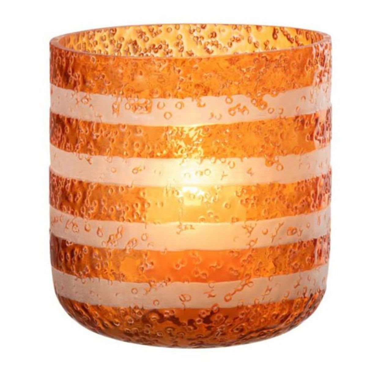 Paris Prix Photophore Design en Verre  Lignes  15cm Orange