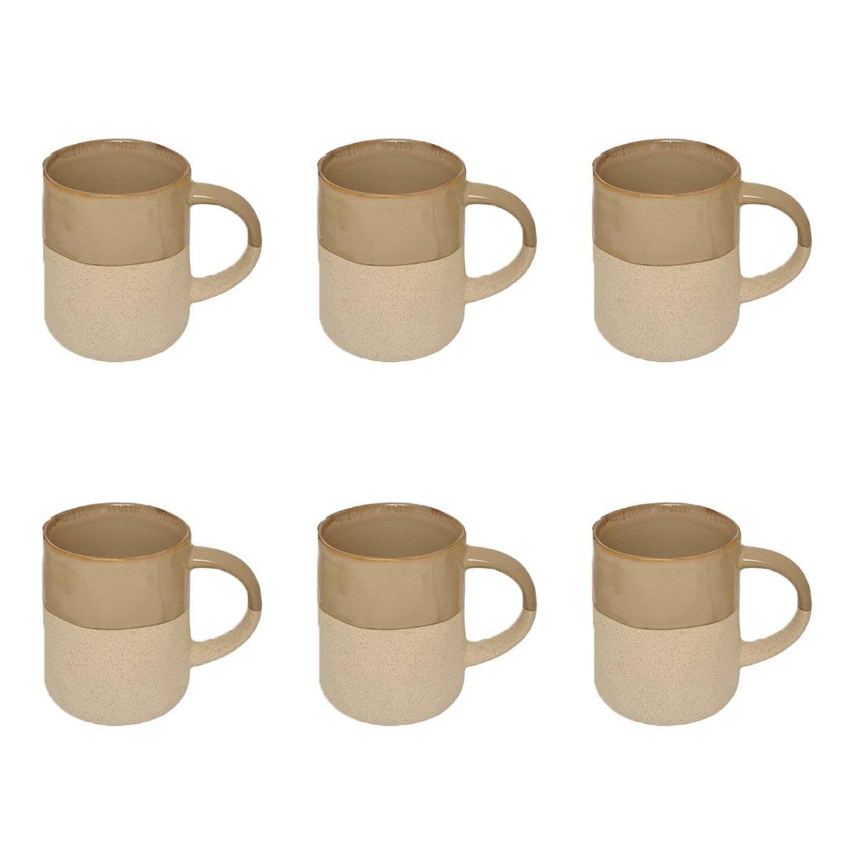 SECRET DE GOURMET Lot de 6 Mugs en Faïence  Kate  34cl Beige