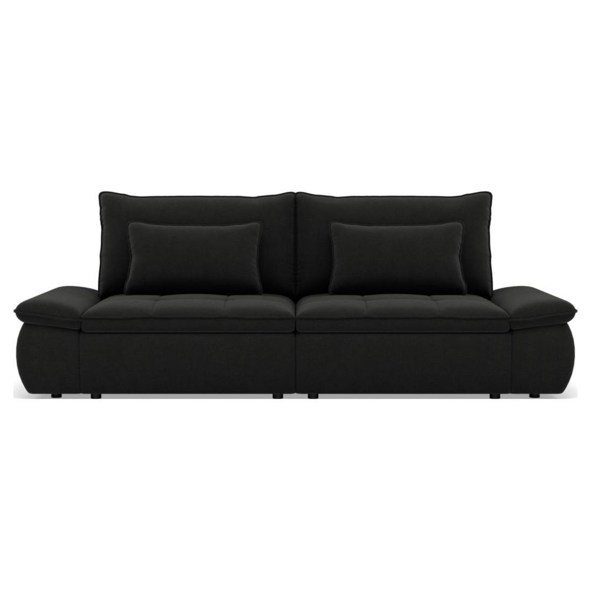 LISA DESIGN Elvona - canapé droit 3 places convertible avec coffre en tissu texturé